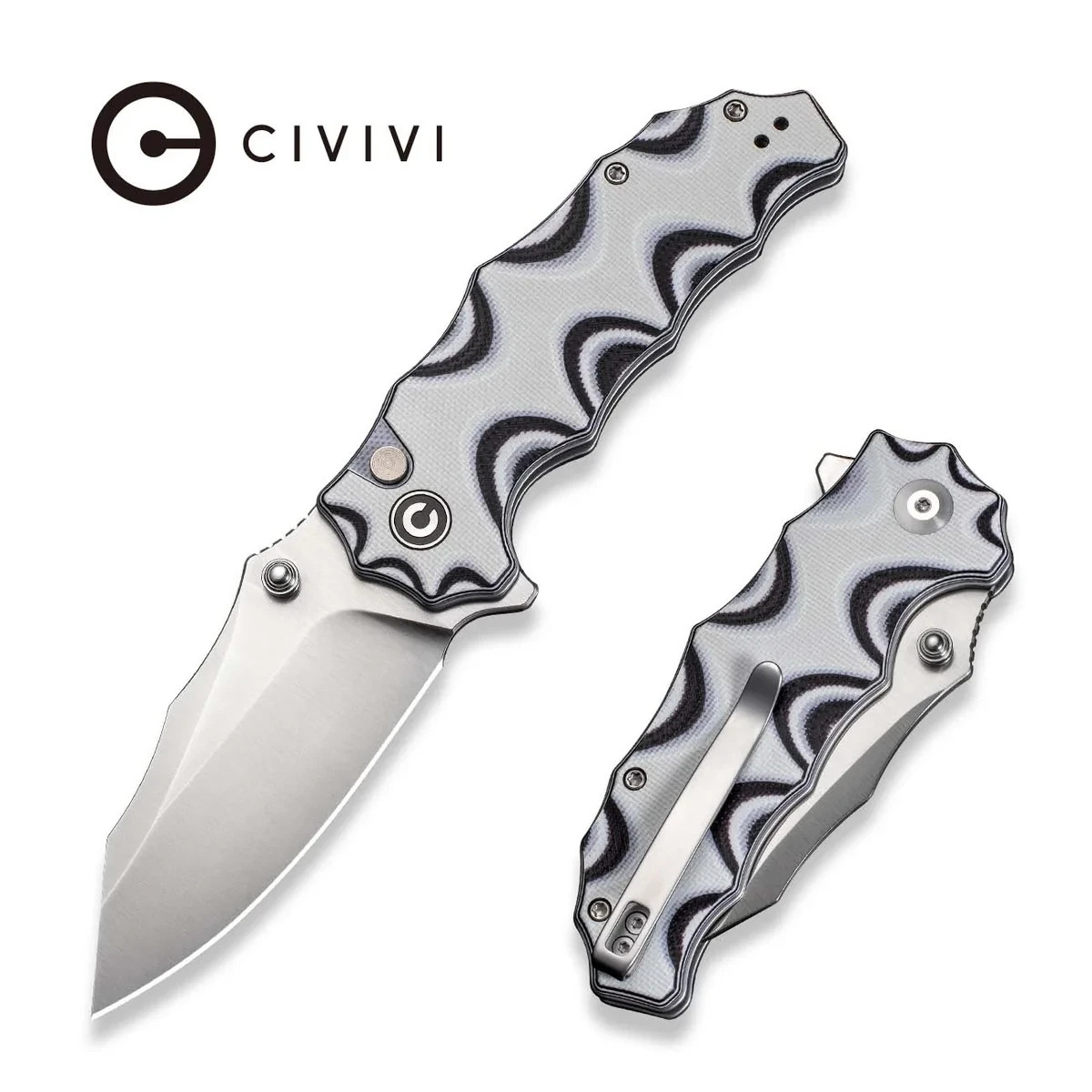 CIVIVI Natterjack Flipper (C24028-3) – Milled White and Black G10 Handle (BNIB)