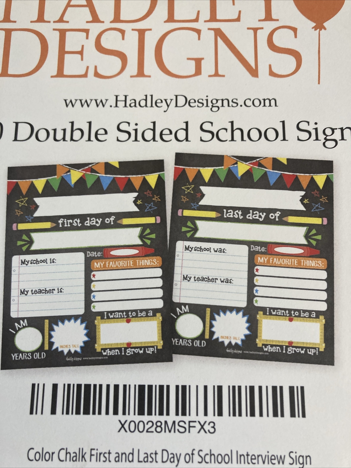 Hadley Designs 10 Double Sided School Signs