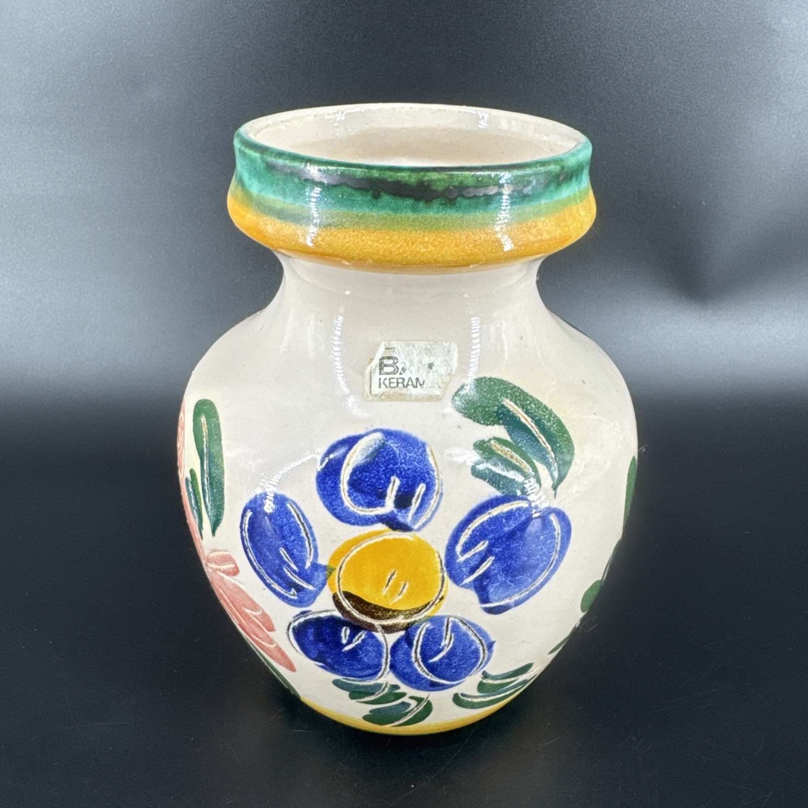 Vintage Handmade Pottery Ceramic Vase West Germany Floral Boho BAY 82 17