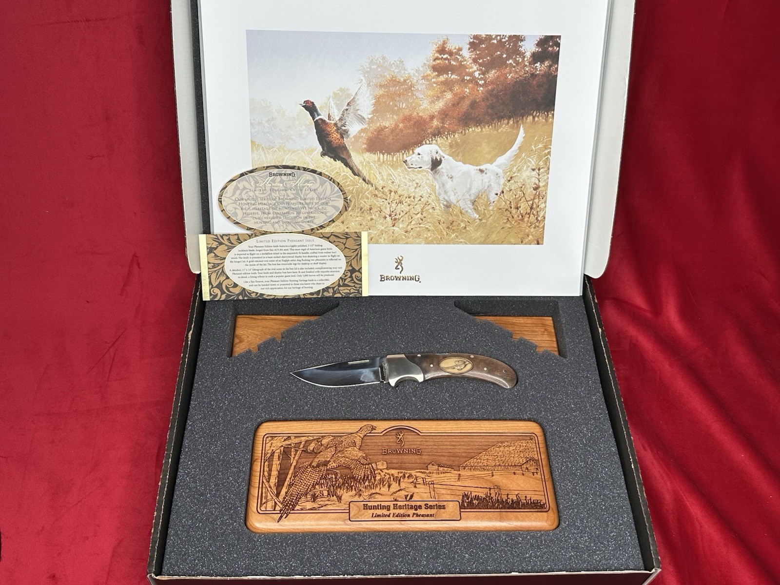 Vintage Browning Hunting Heritage Knife Pheasant  1/3000 Limited Edition Box