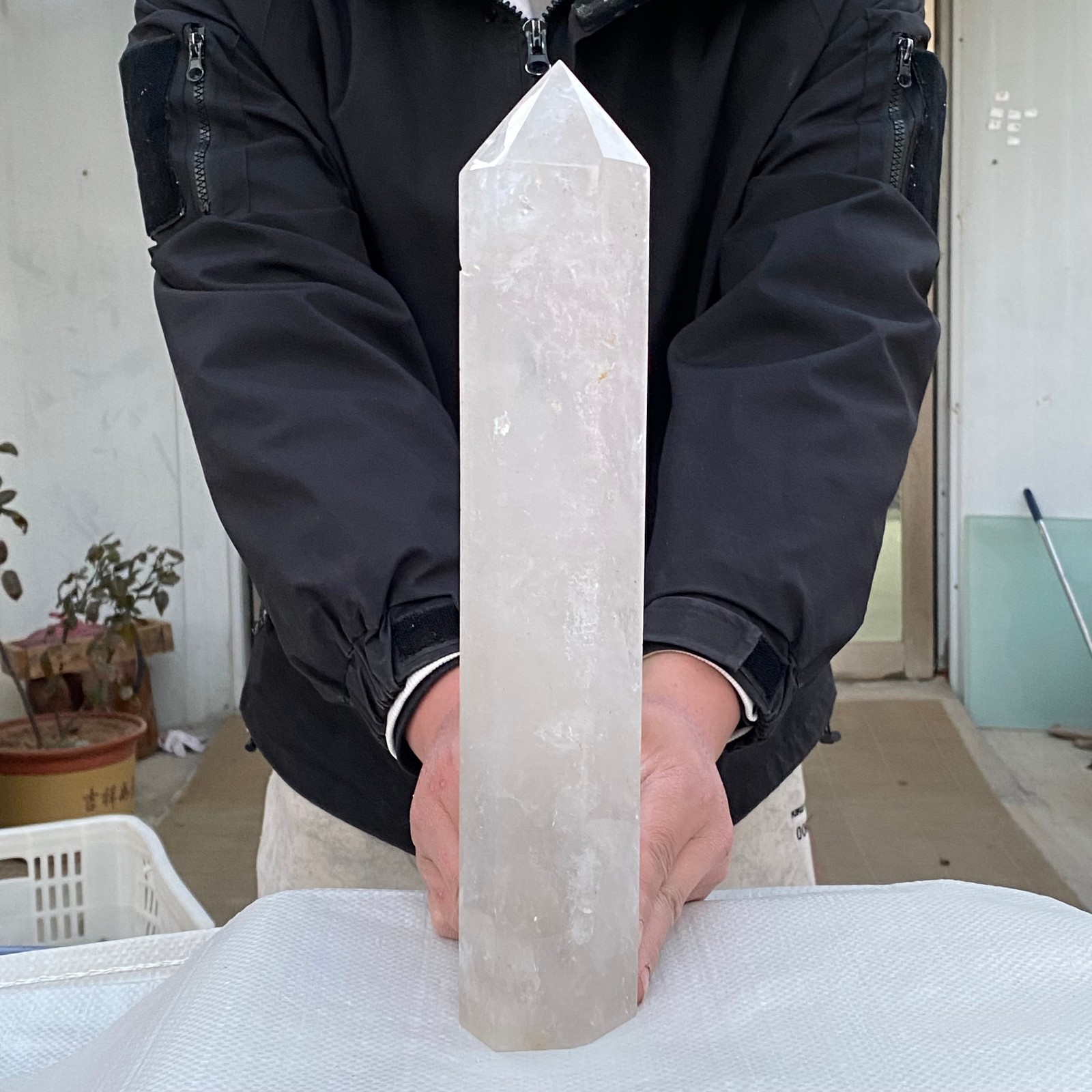 4.56LB Large Natural Clear Smoky Quartz Crystal Wand Point Obelisk Specimen Reik