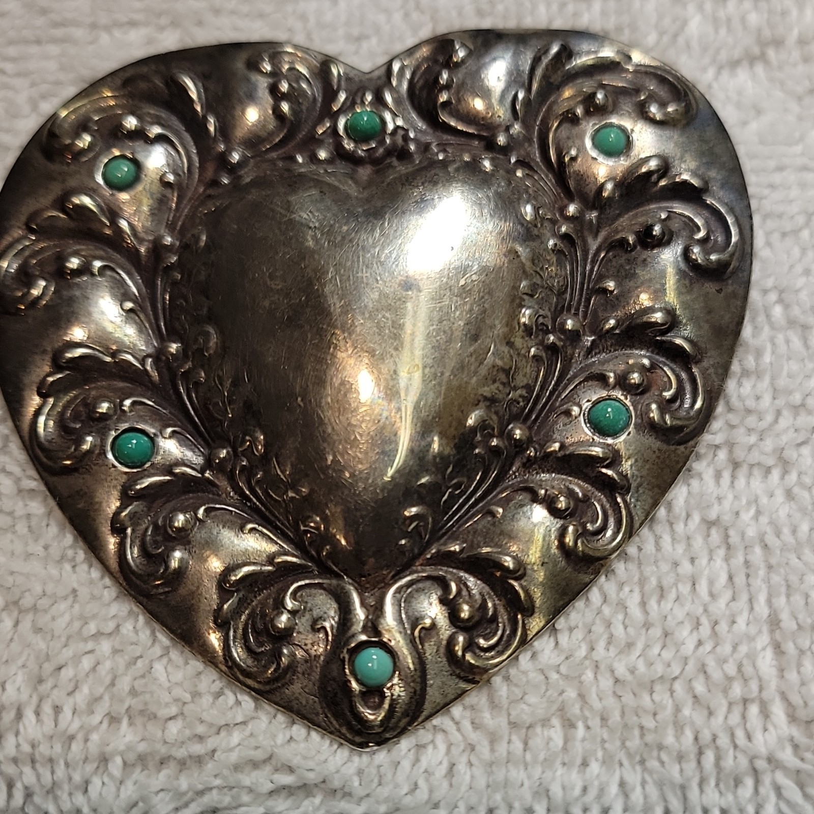 Jumbo Vintage Sterling Silver Heart Scarf Pin Brooch 2.6