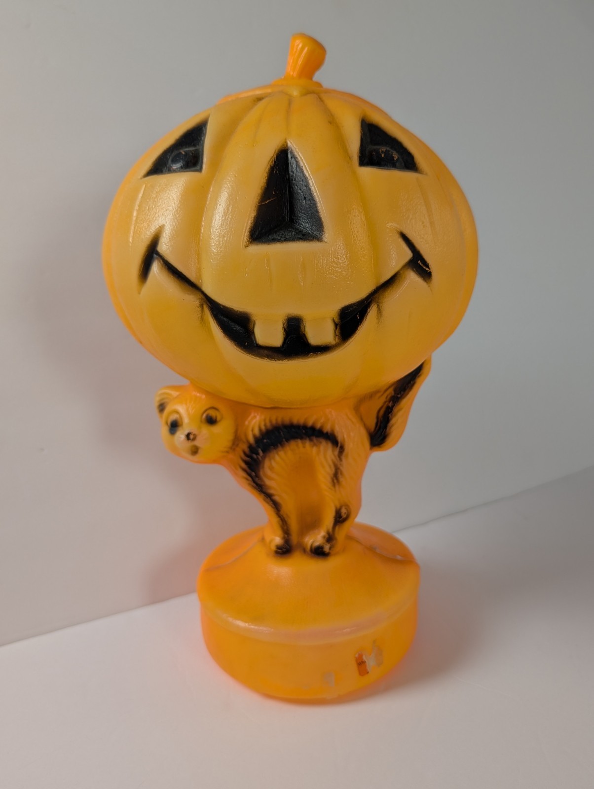 Vtg 1960s Bayshore Halloween Blow Mold Pumpkin Jack O Lantern Black Cat Lamp 14\ Vtg 1960s Bayshore Halloween Blow Mold Pumpkin Jack O Lantern Black Cat Lamp 14\