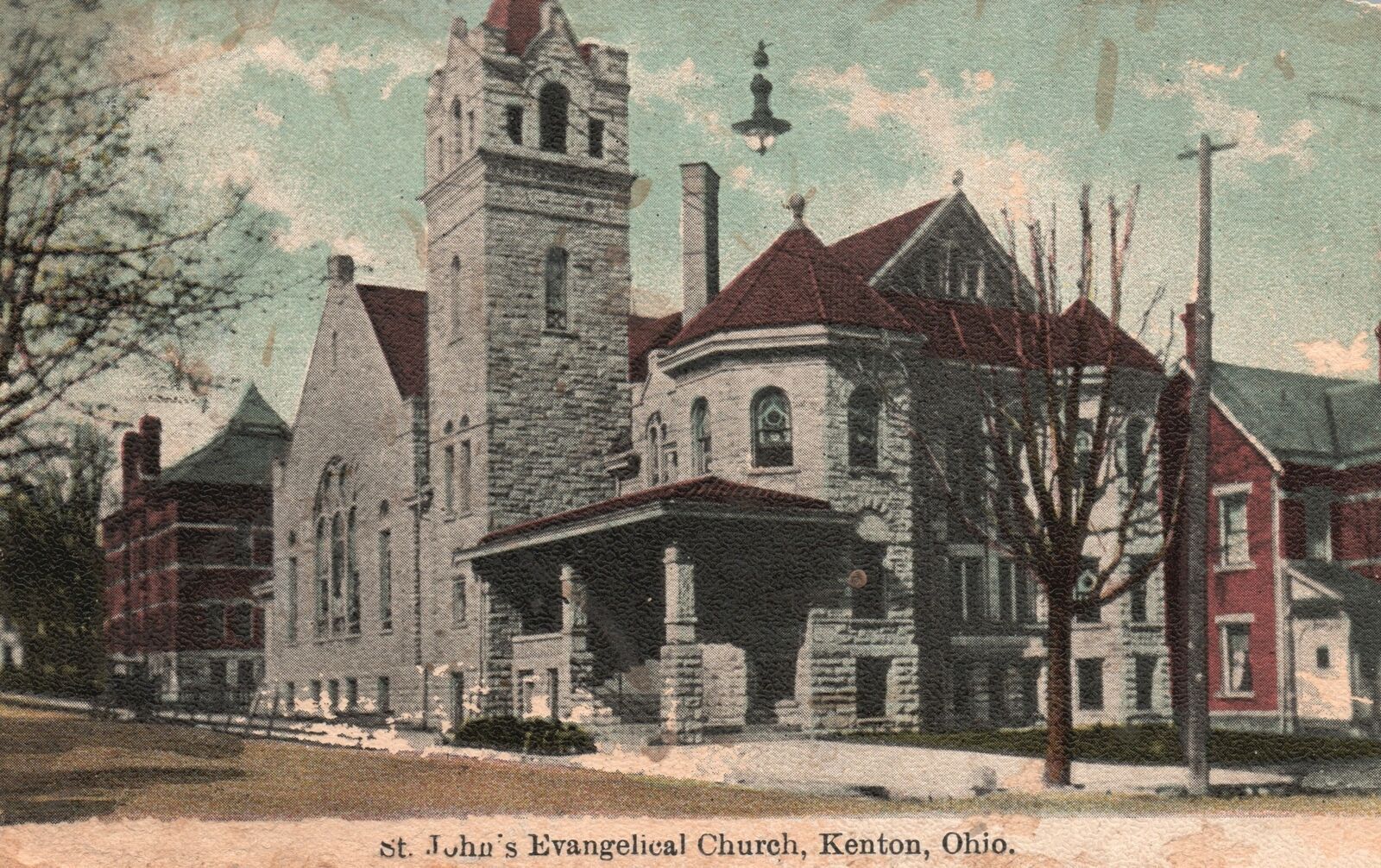 Vintage Postcard 1910 View of St. John\'s Evangelical Church Kenton Ohio OH