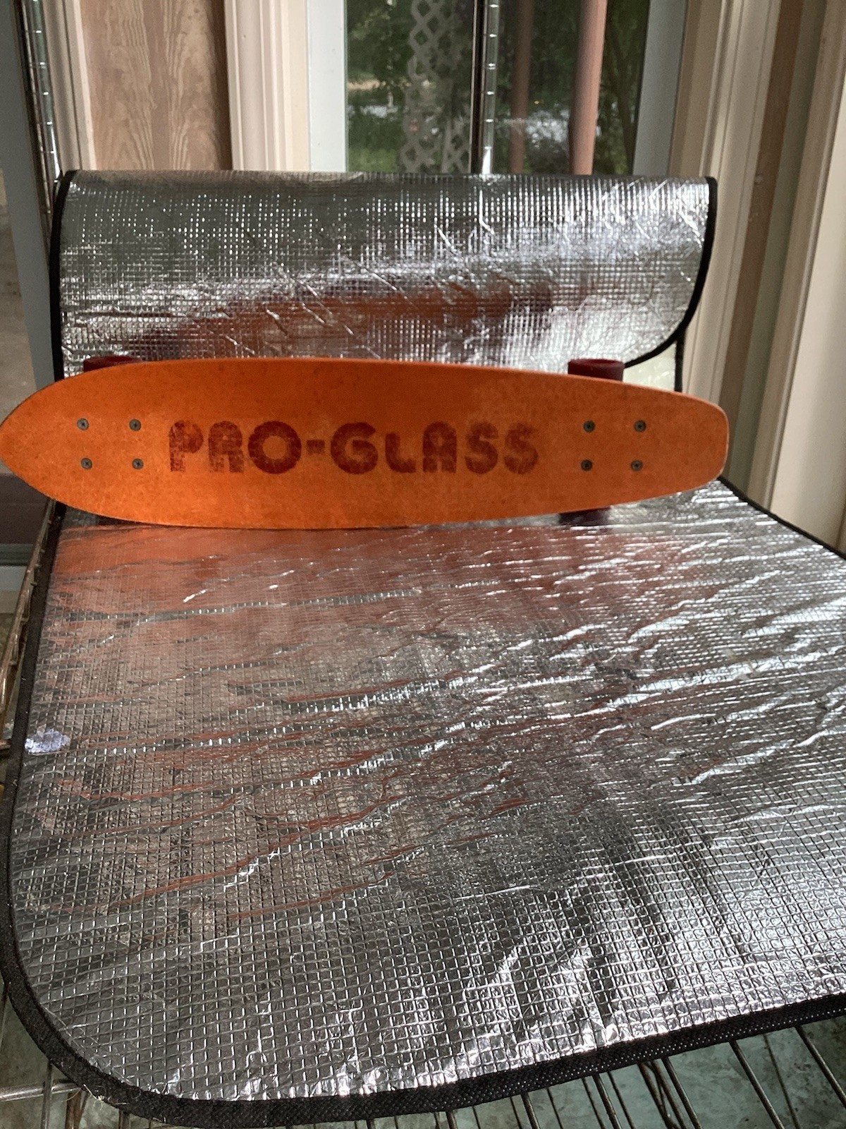 Rare Vintage 1970’s Orange Pro Glass Fiberglass Skateboard with Orig. Trucks