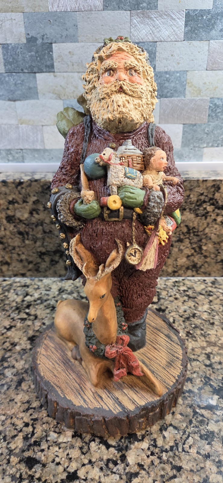VTG 1984 Christmas June McKenna Santa Claus Father Reindeer Signed 1178/4000