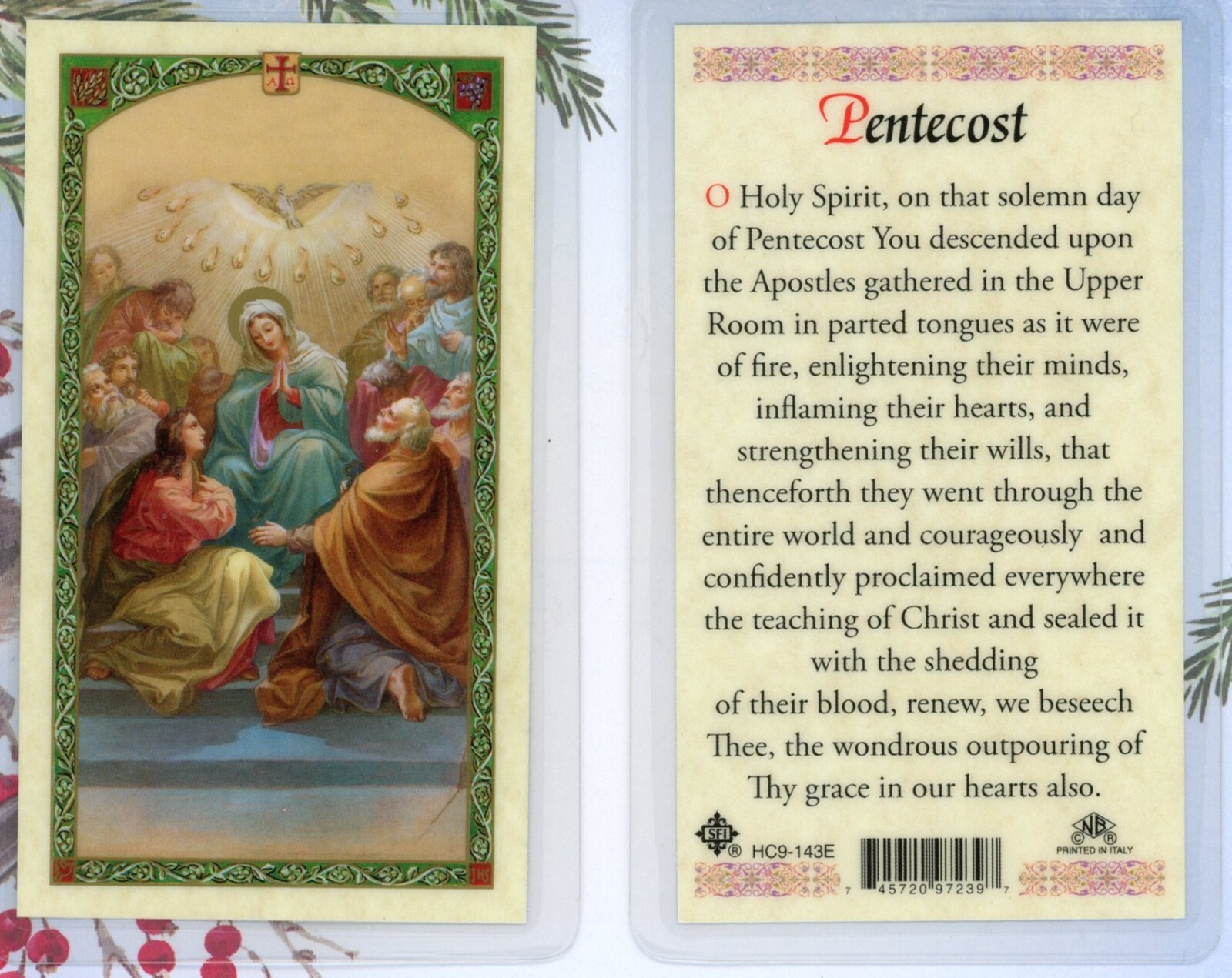 Pentecost (Holy Spirit Prayer) - Laminated Holy Card HC9-143E