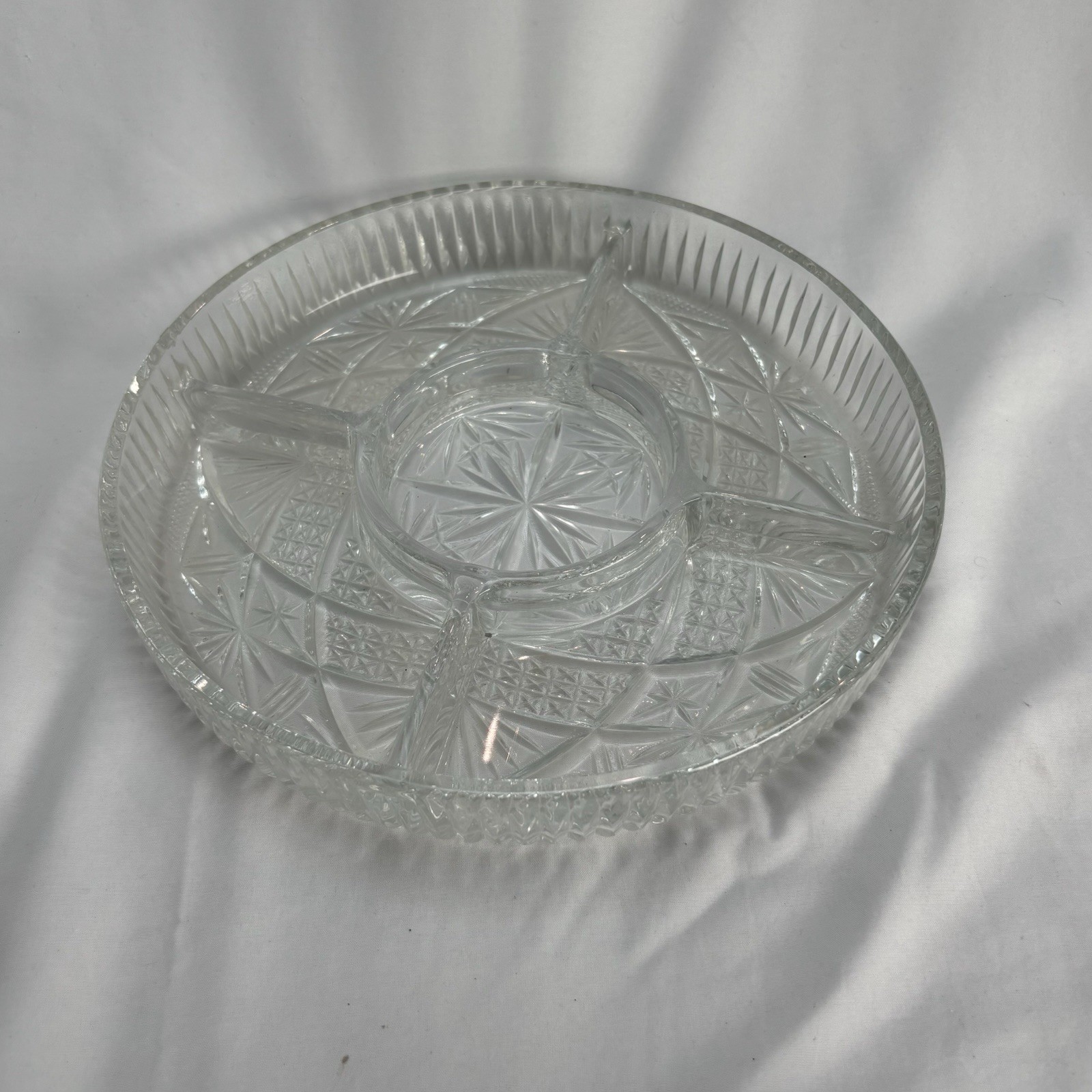Vintage Libbey Clarion Divided Serving Dish Tray Clear Glass 9\