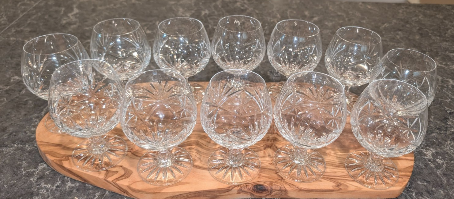 Vintage Polish Crystal Brandy, Sherry, Punch, Cognac Glasses-12