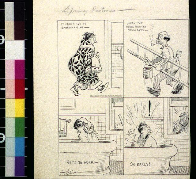 Photo:Spring Pastimes House Painter Bath Comic Cartoon 1910s