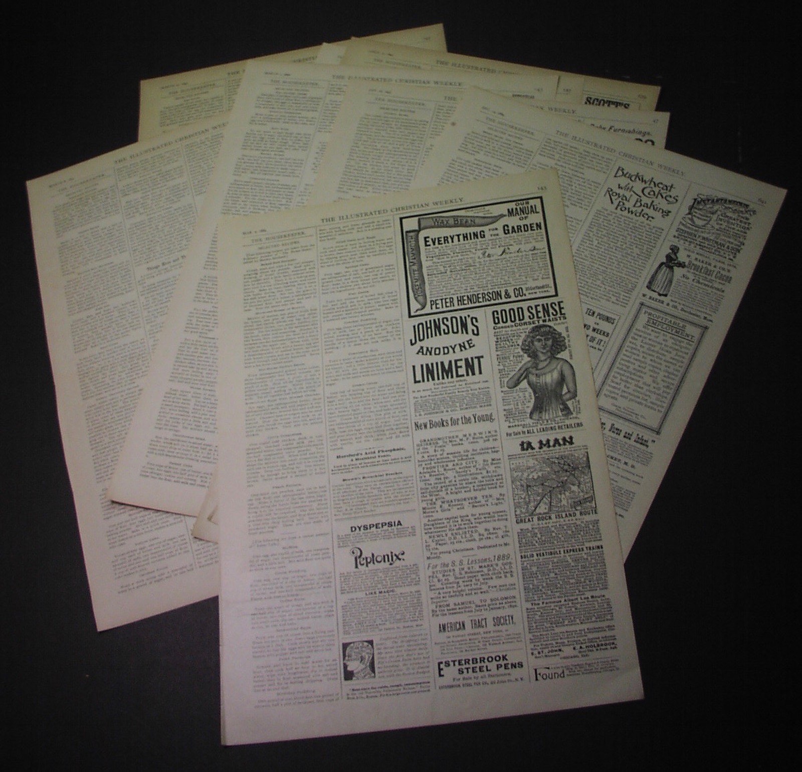 1889-1890: selected recipes from Christian Weekly; cooking & housekeeping hints