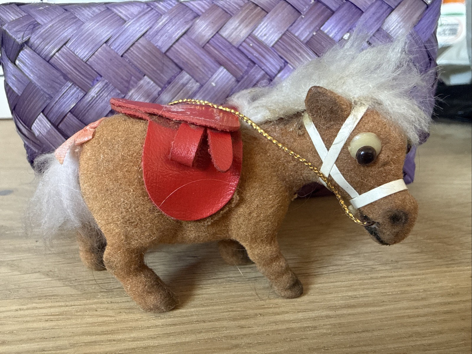 Kipper Norman Thelwell Flocked Pony Toy with Saddle tall Vintage Hong Kong