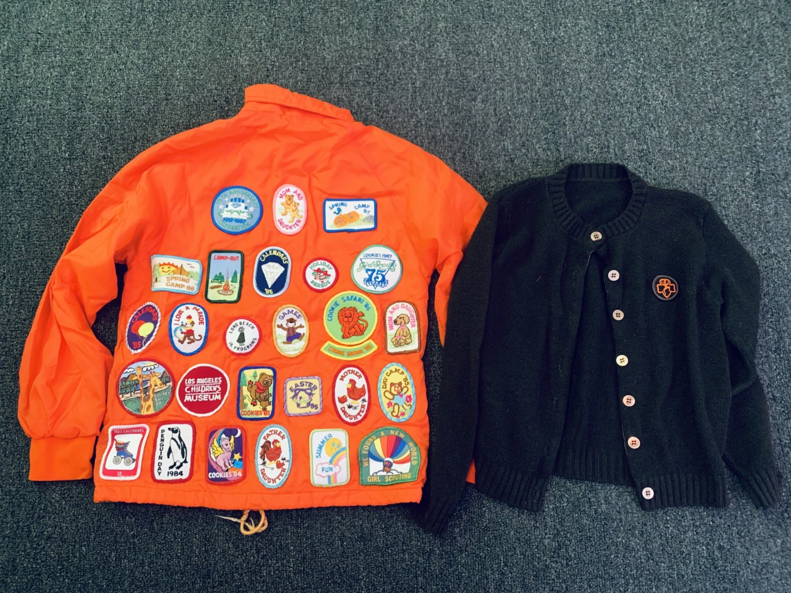 Vintage Girl Scout Jacket 80s Patches Windbreaker Brownie Sweater 1980s Rainbow