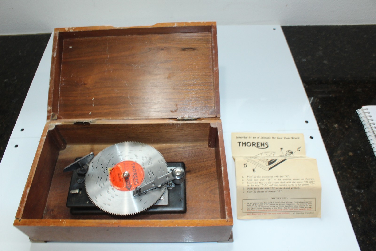 Vintage Thorens Auto Disk Music Works Includes 1 Disc Heigh Ho Parts Repair