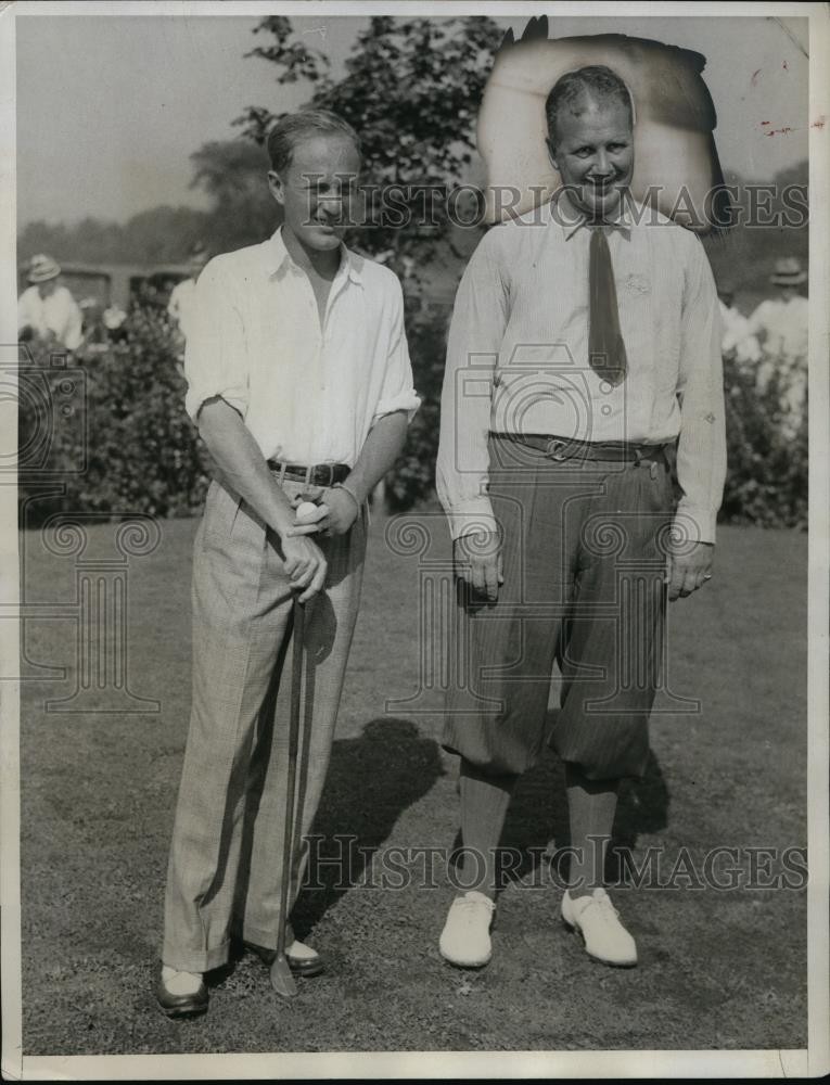 1933 Press Photo George Dunlap, Max Marston on first tee at Nat'l Amateur tourn