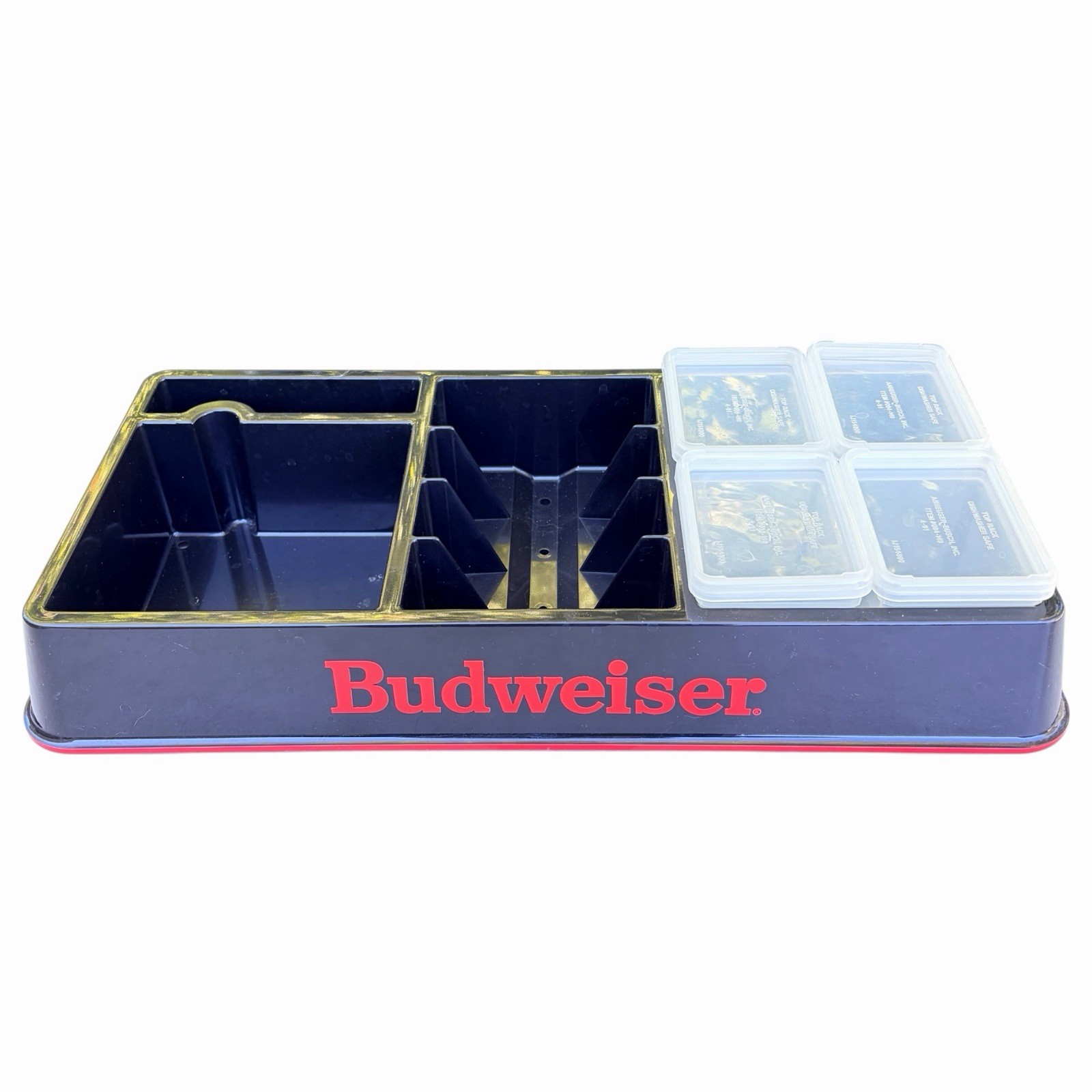 Budweiser Bar Organizer Tray Caddy Vintage 1991 Man Cave Barware Rare Complete