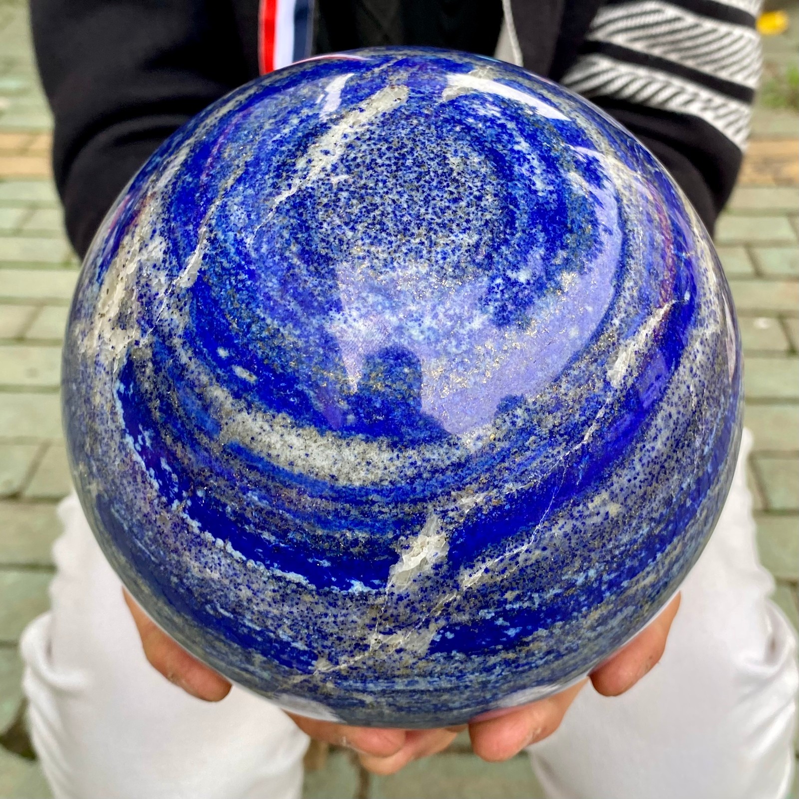 14.08LB Large Natural Lapis lazuli jasper Quartz Sphere Crystal Ball Reiki Heal