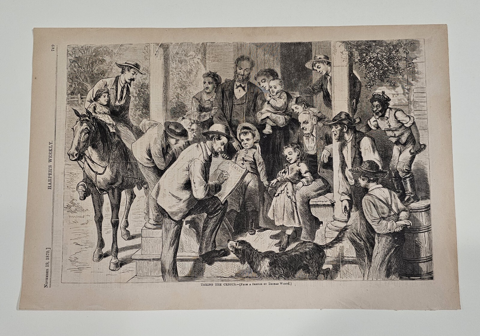 Thomas Worth CENSUS TAKER Population Research November 19, 1870 Harper's Weekly 