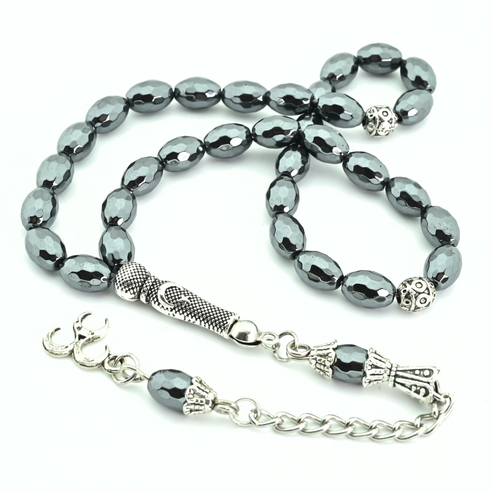 Facet Cute Hematite 33 beads Islamic Prayer Beads Misbaha Tesbih Turkey 103011