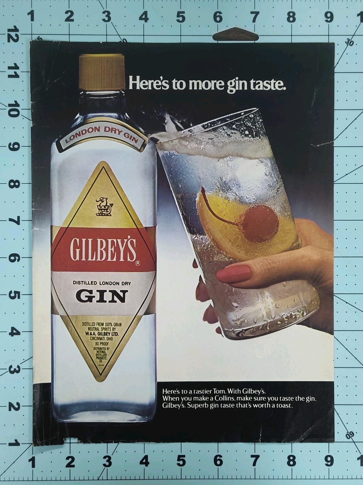 1983 Gilbey\'s London Dry Gin Tom Collins Original Vintage Magazine Print Ad