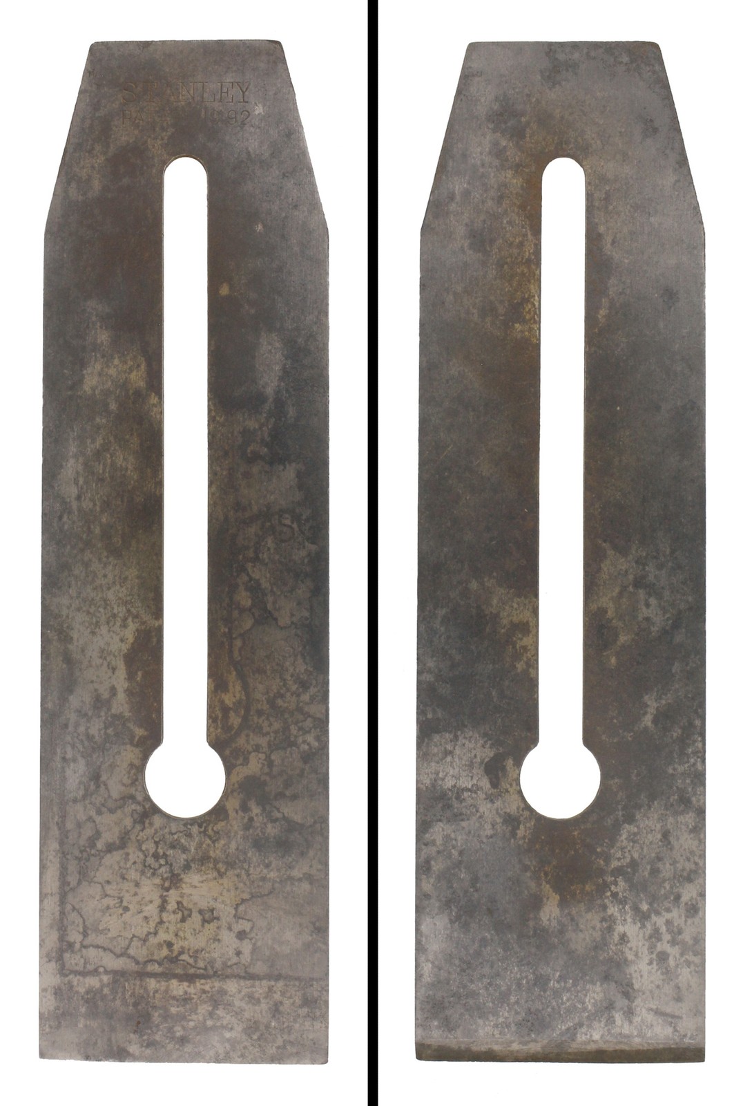 Pat. Appl\'d. \'92 Trademark Iron for Stanley No. 27 Plane -2 1/8\