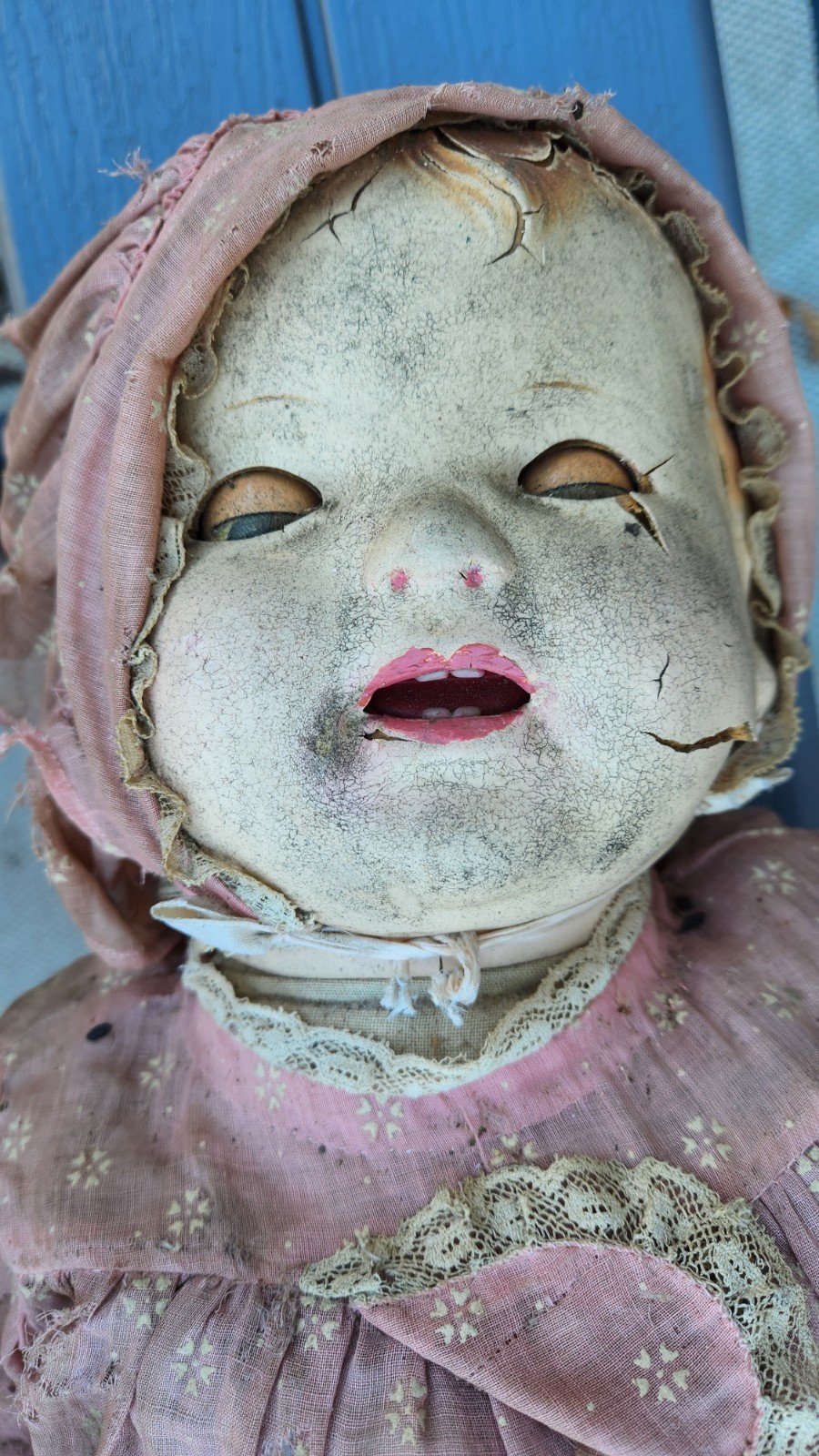 2 Antique 1920s Composition Dolls Creepy Halloween Prop Haunted Gothic Oddity