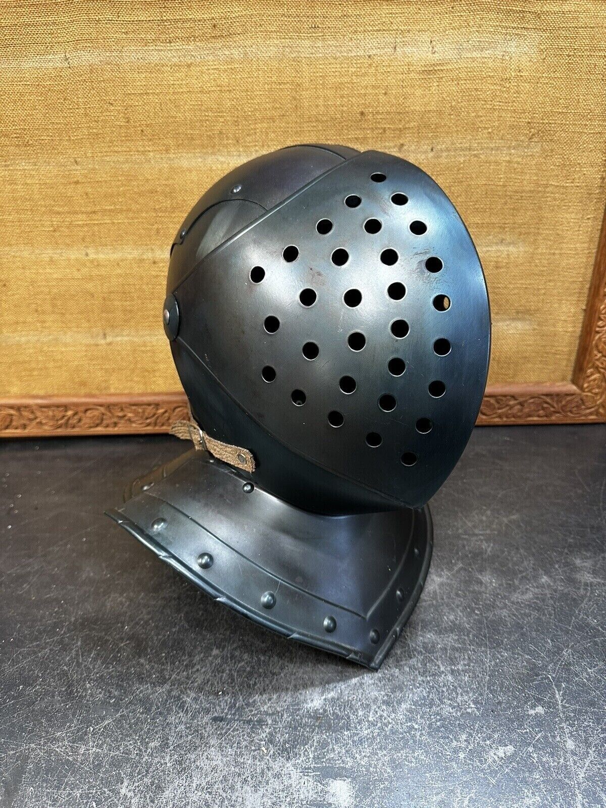 Medieval Epic Great Bascinet Knight Helmet Italian Made Blued Slight Rust Spots