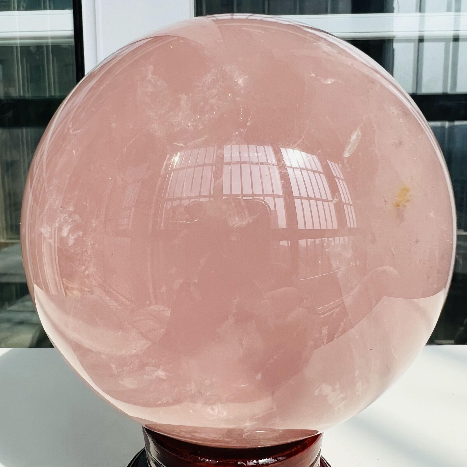 Natural Pink Rose Quartz Sphere Crystal Ball Decor Reiki Healing 4.15LB