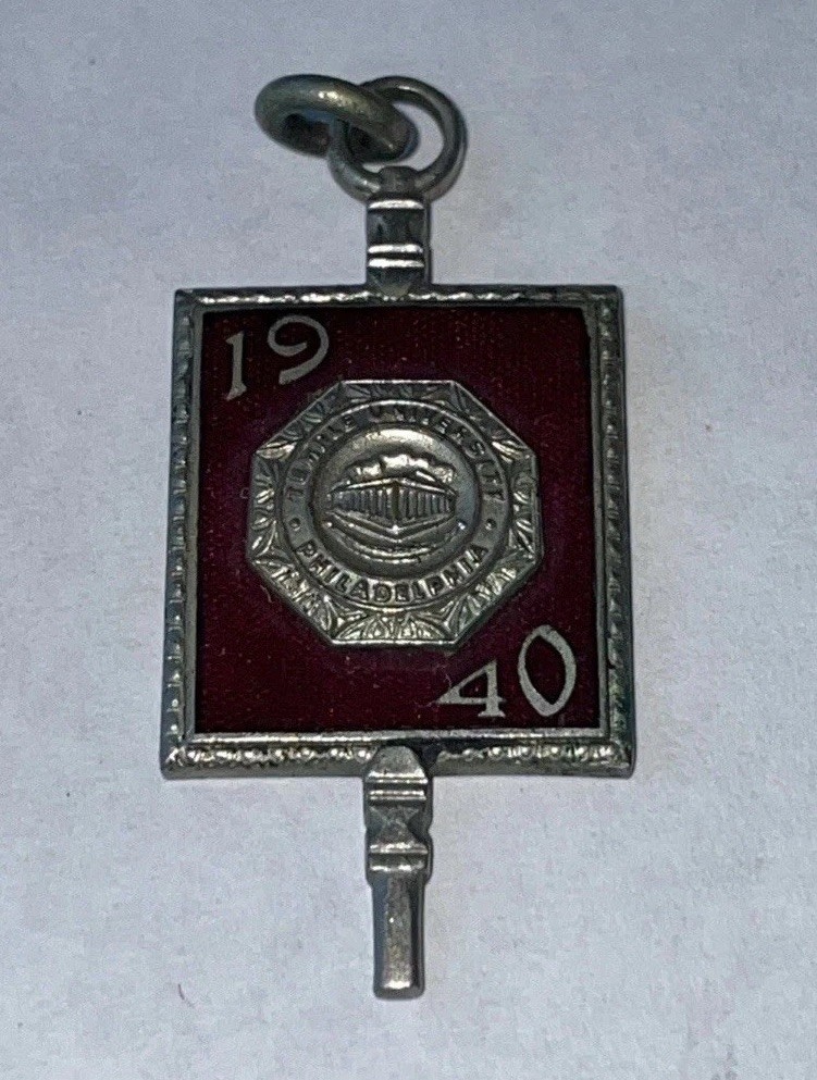 Vintage 1940 Temple University Philadelphia Watch Key Fob Charm