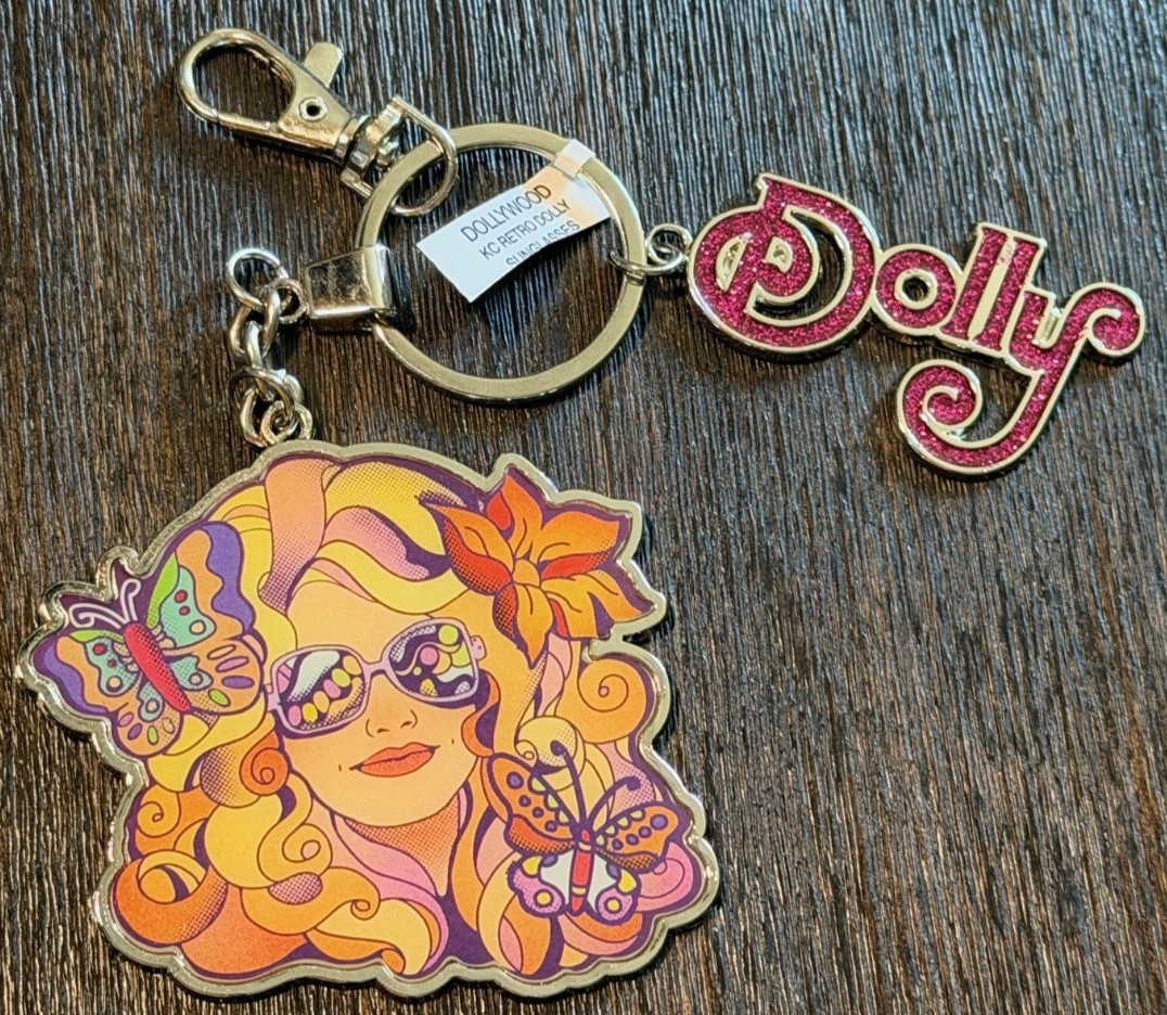 New 2026 Dollywood Exclusive Dolly Parton Pink Dolly Cartoon Picture Keychain