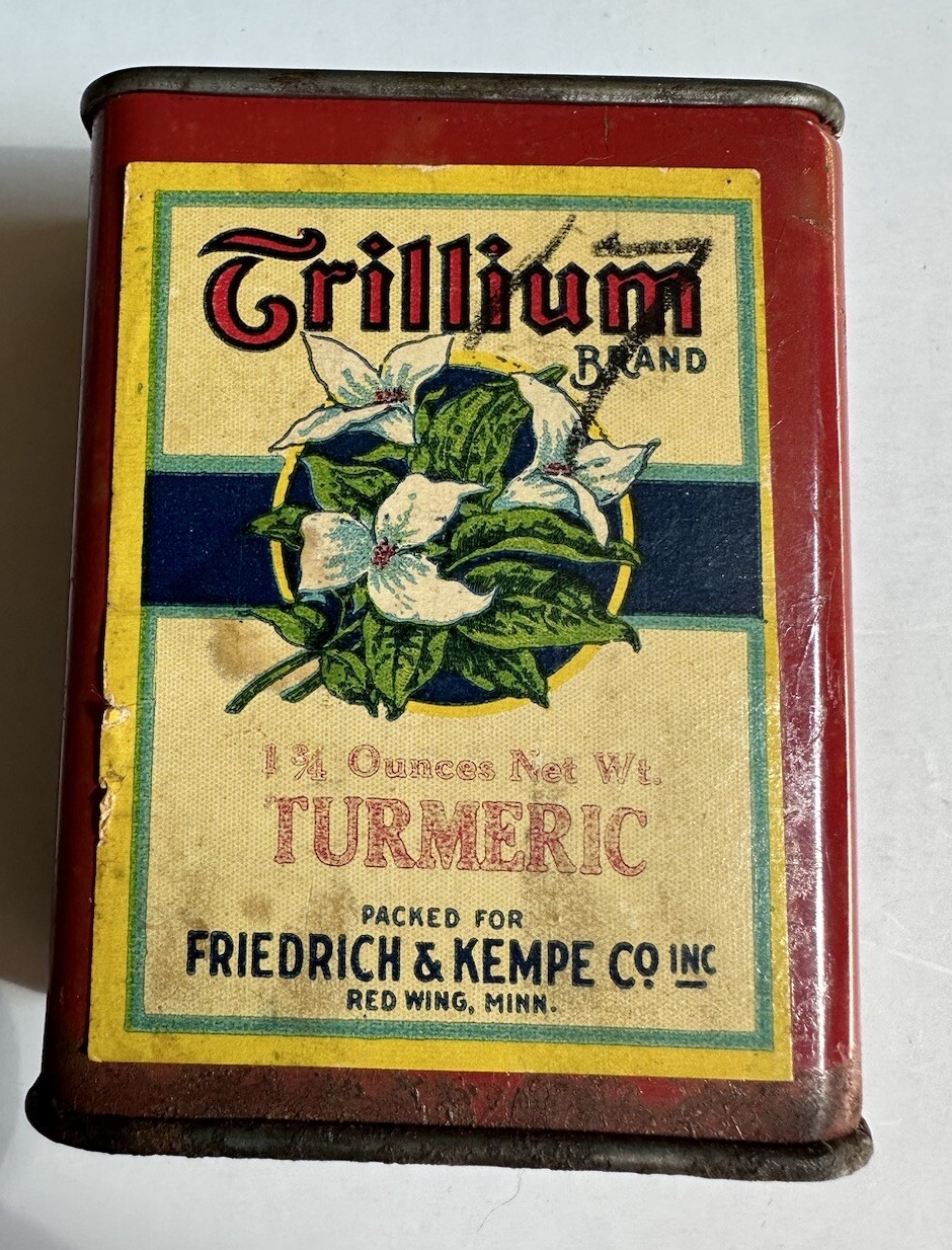 Vintage Friedrich & Kempe Co. Turmeric Trillium Spice Tin Red Wing MN