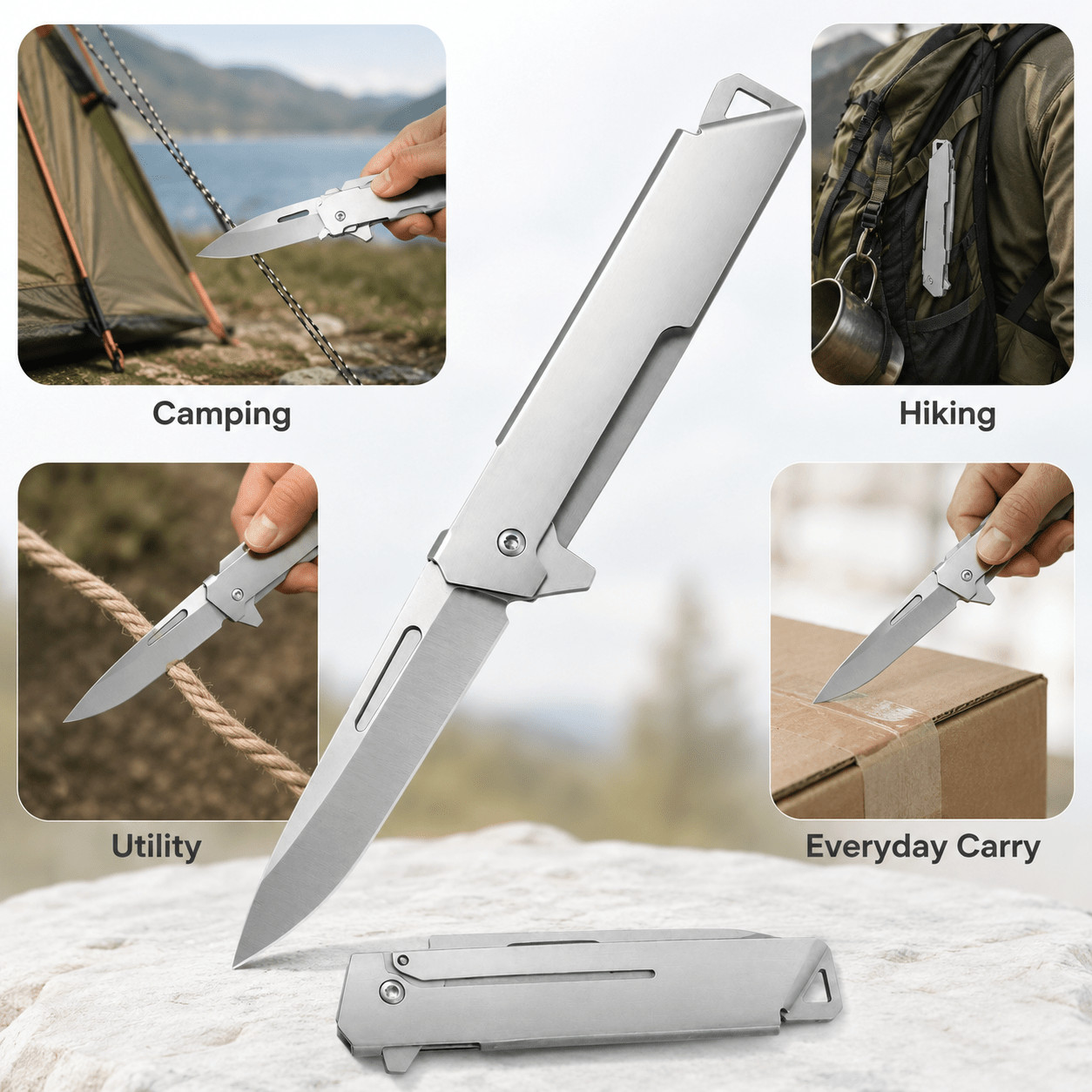 Mini Folding Pocket Knife Non-Slip Handle, Small EDC Knife, for Camping&Hiking Mini Folding Pocket Knife Non-Slip Handle, Small EDC Knife, for Camping&Hiking