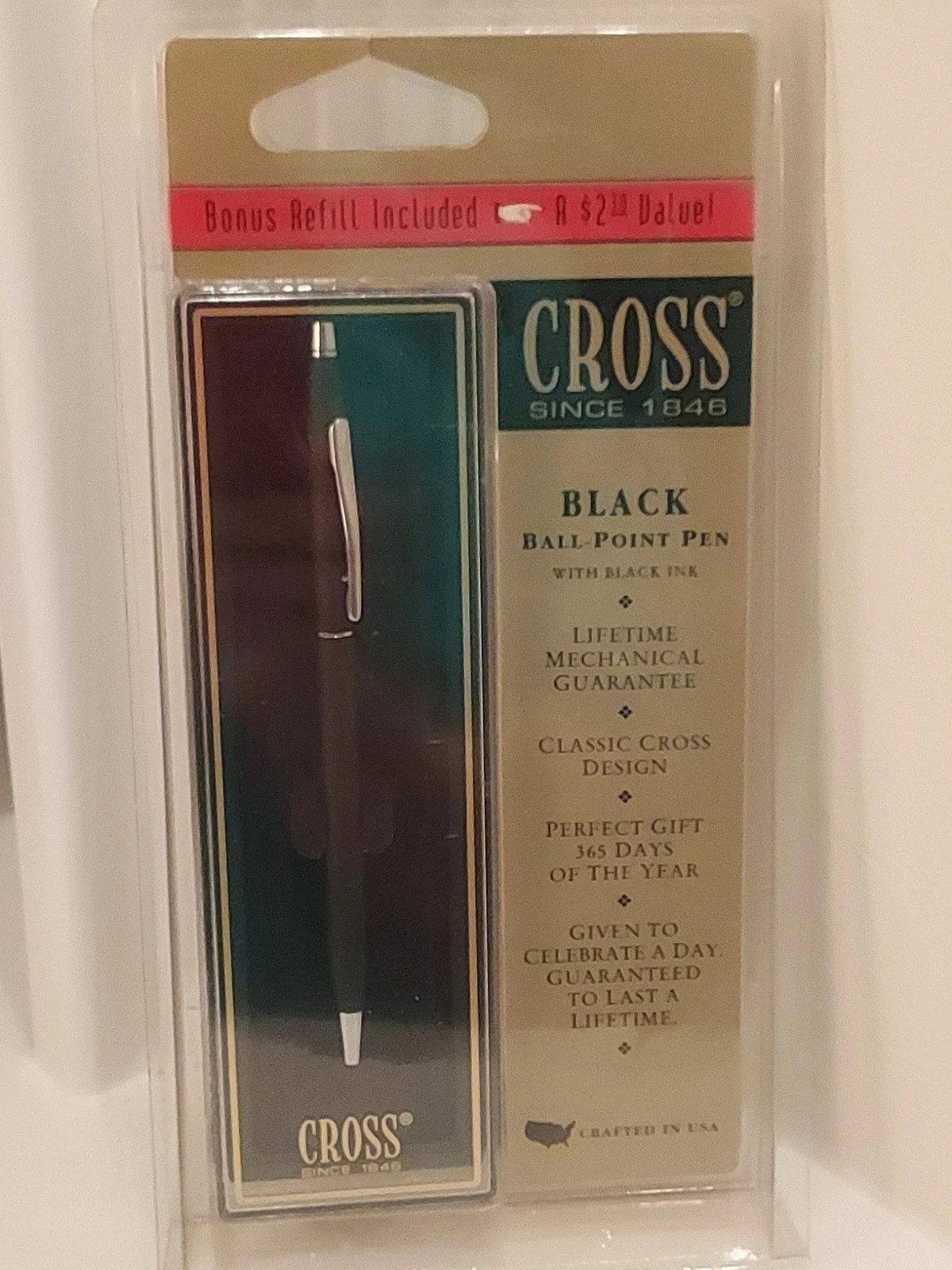 Cross Century Ballpoint Pen Matte Black & Chrome New In Box 2902 Usa Made Sealed