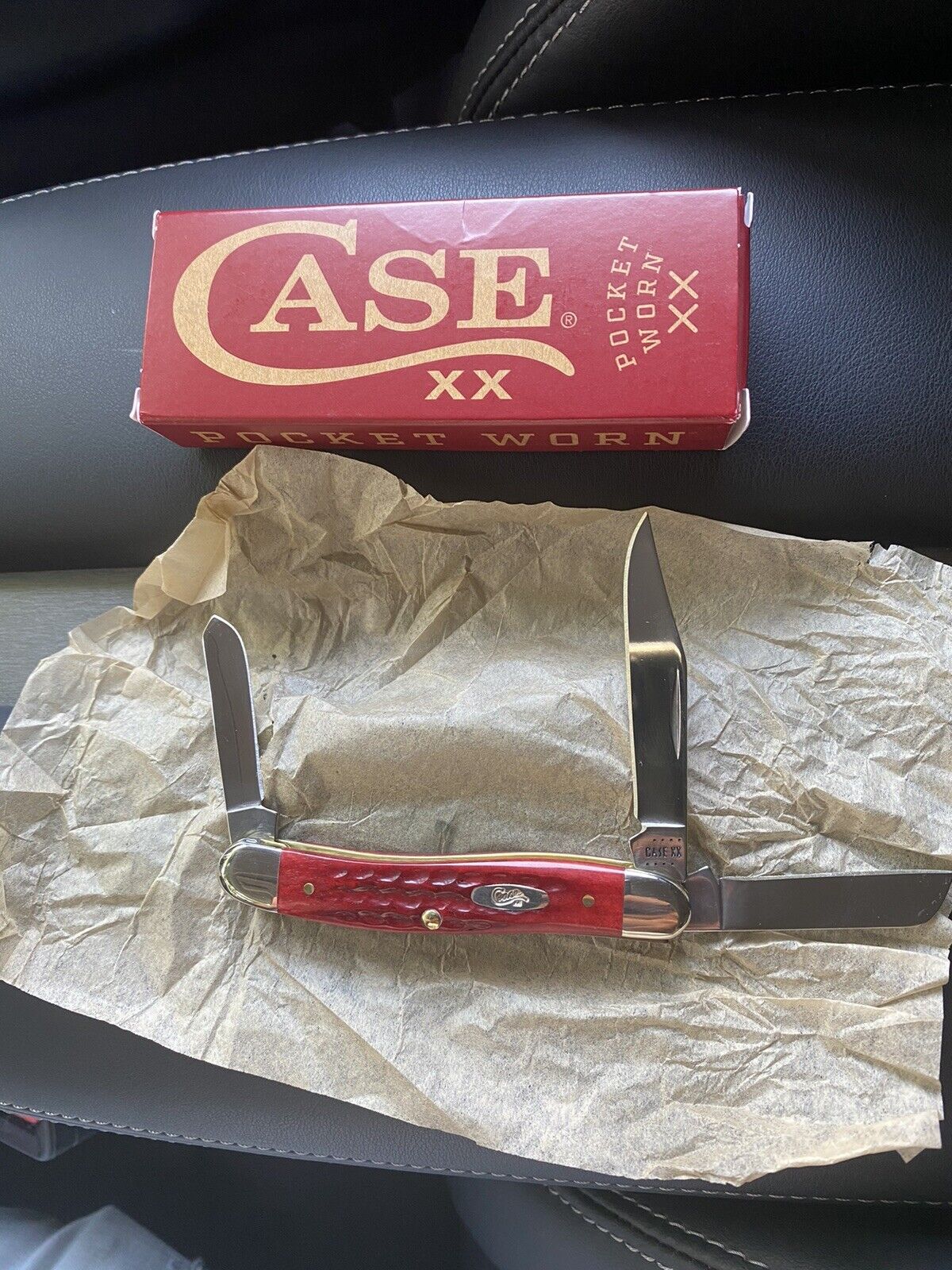 Case xx Stockman Knife Pocket Worn Jigged Old Red Bone Handle 00786
