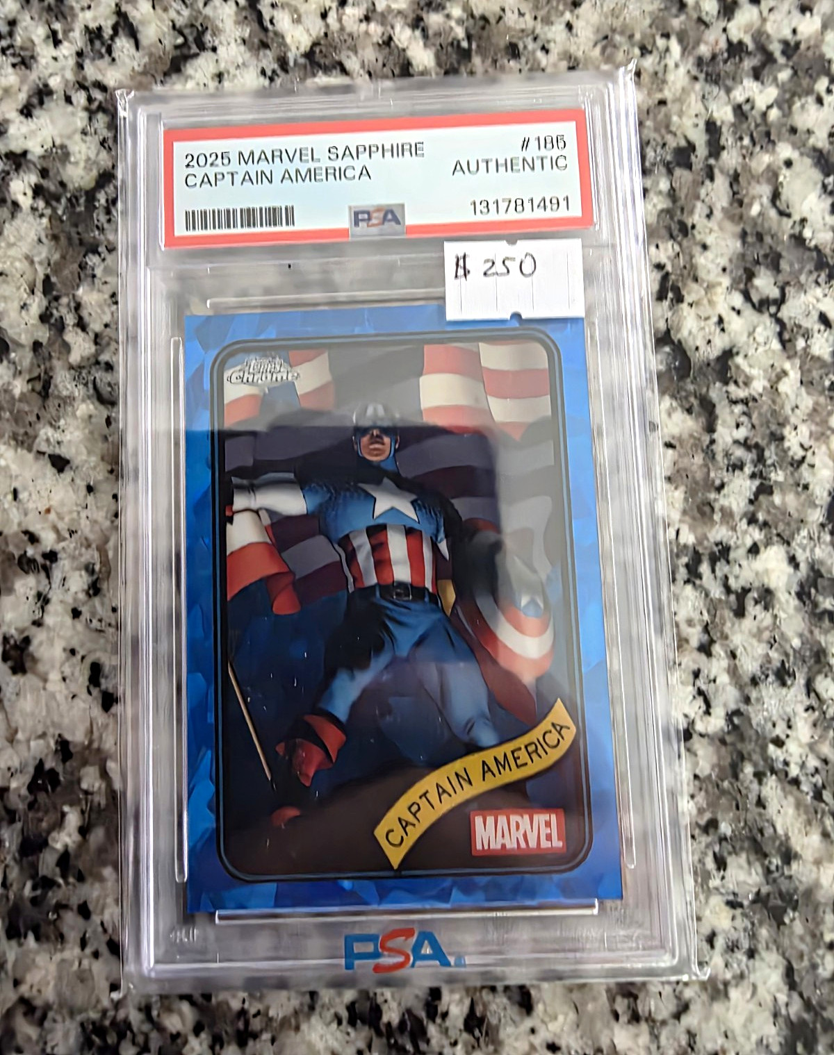 Topps 2025 Marvel Sapphire Captain America #185 PSA Authentic 7-Card Lot