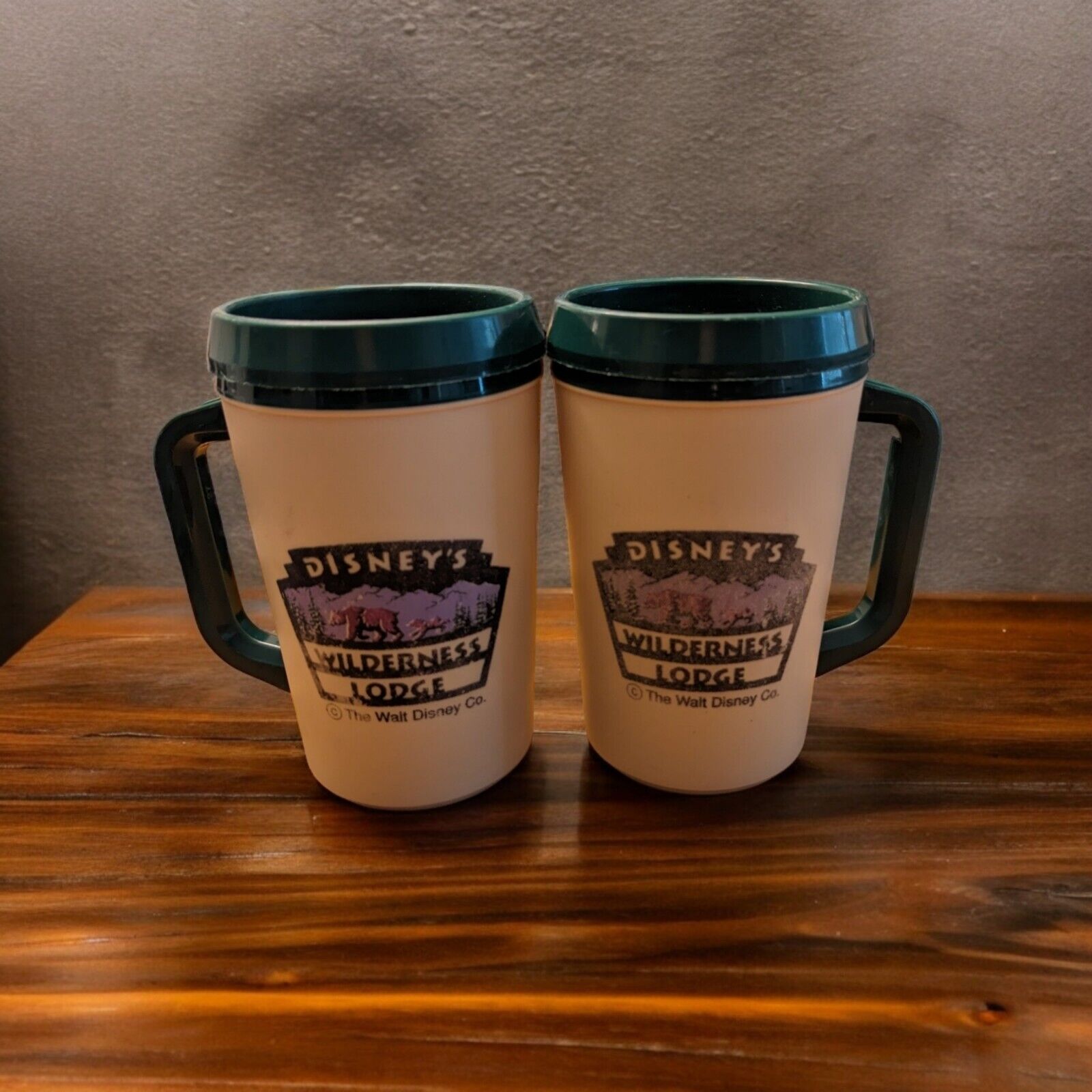 Walt Disney's Wilderness Lodge Insulated Travel Soda Coffee Mug Cup Animal Set 2