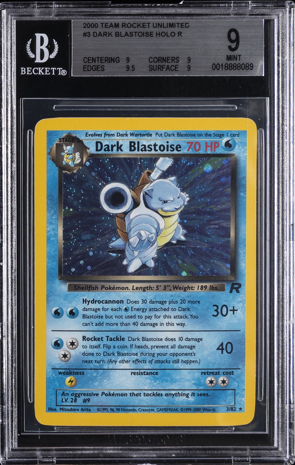2000 TEAM ROCKET #3 DARK BLASTOISE BGS 9