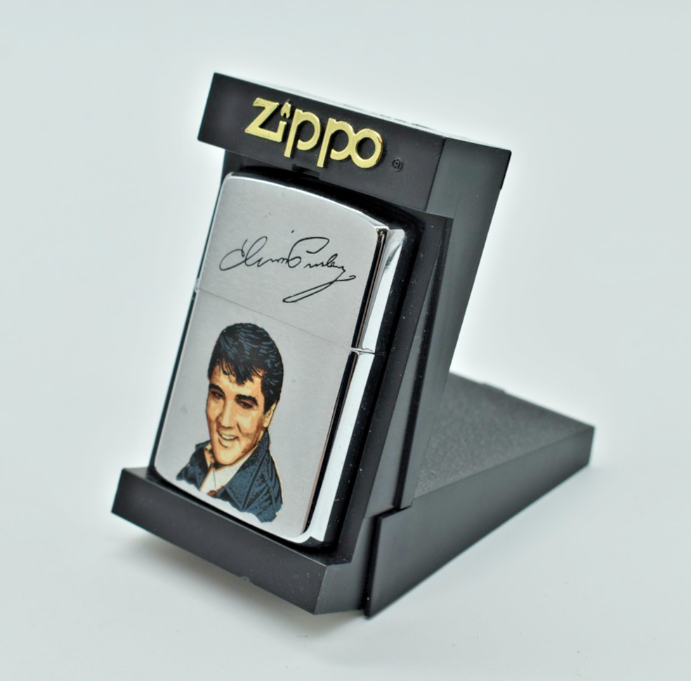 Zippo - ELVIS PRESSLEY LIGHTER, Dec 1986, Polished Chrome, NEW, Niagara Insert