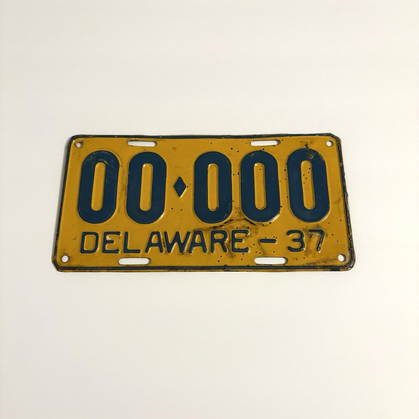 Extremely Rare Vintage 1930s Delaware Sample License Plate Read Description.