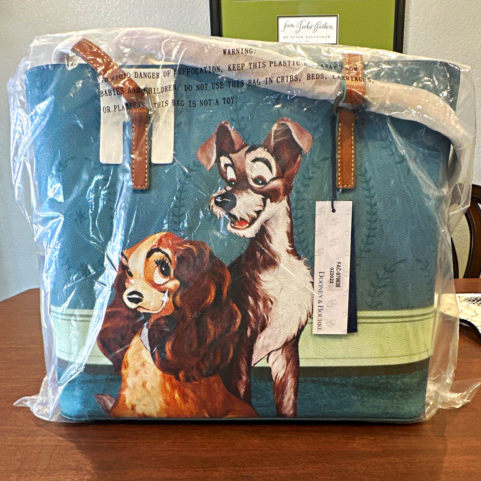 Dooney & Bourke Disney Lady and the Tramp Medium Blue Tote Bag NWT 2022 #26143 Dooney & Bourke Disney Lady and the Tramp Medium Blue Tote Bag NWT 2022 #26143