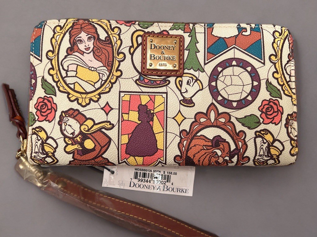 Dooney and Bourke Disney Beauty and The Beast Stained Glass Wristlet Wallet