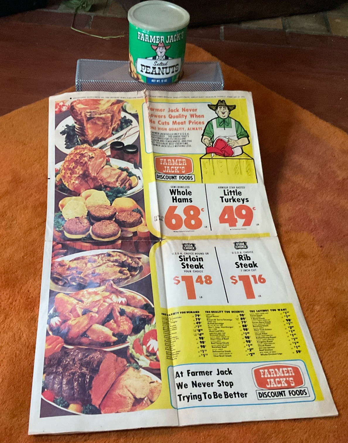 Farmer Jack Grocery Store Detroit - Peanut Tin, 1973 Newspaper Advertising Paper