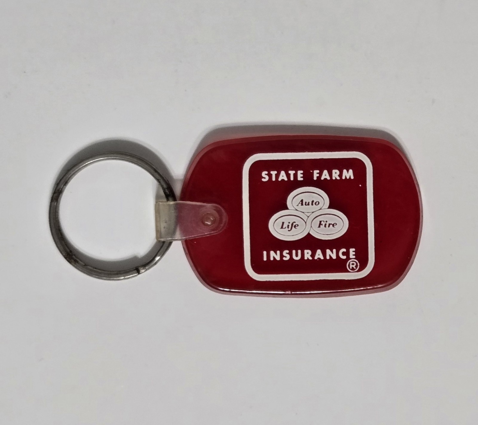 Vintage Keychain STATE FARM INSURANCE Key Fob Ring Auto Life Fire USA Made