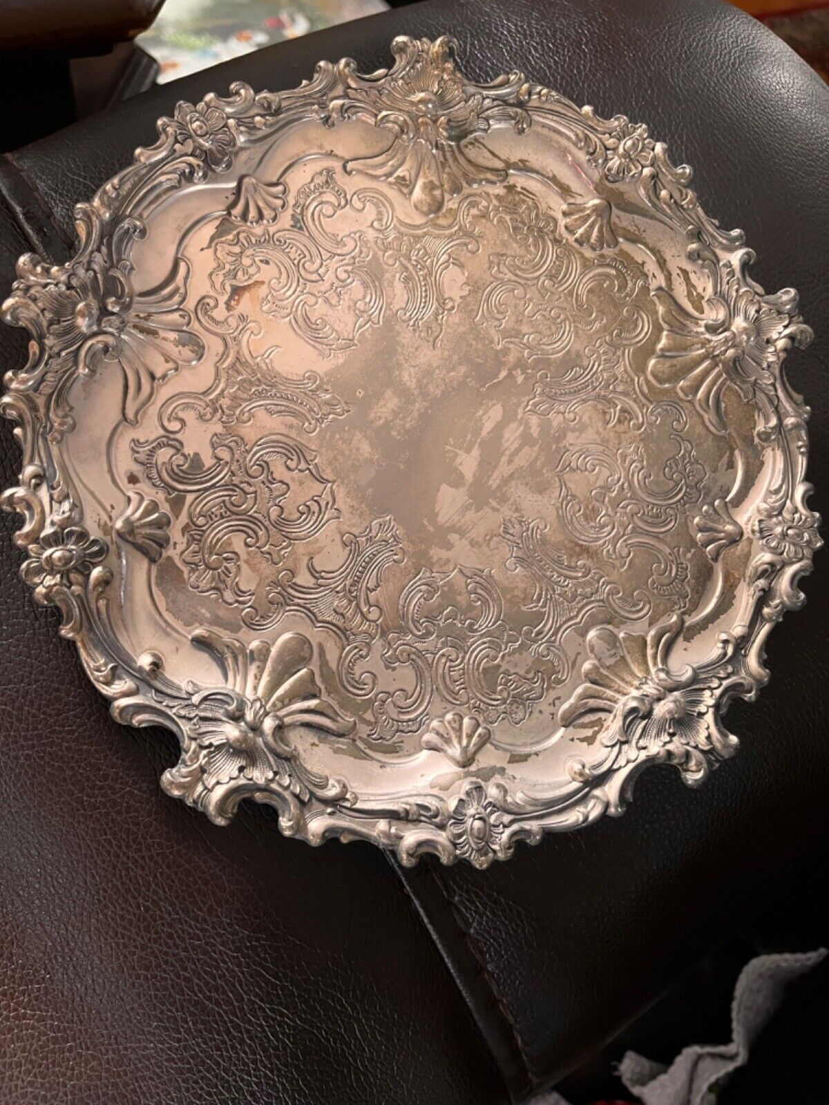 Silverplate Salver by Corbell & Co  round tray