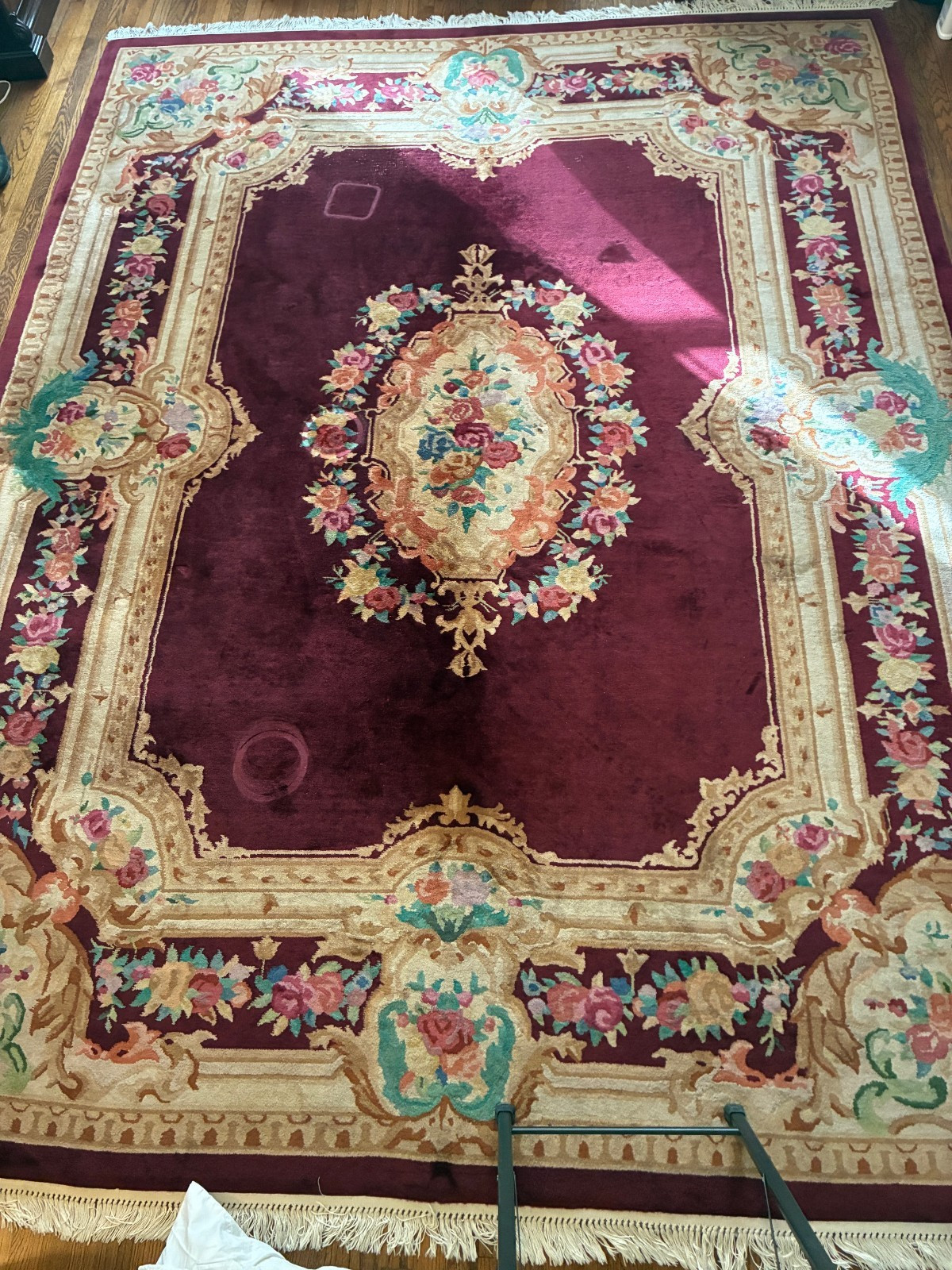Antique 1930's Chinese Aubusson Rug 9 feet x 12 feet