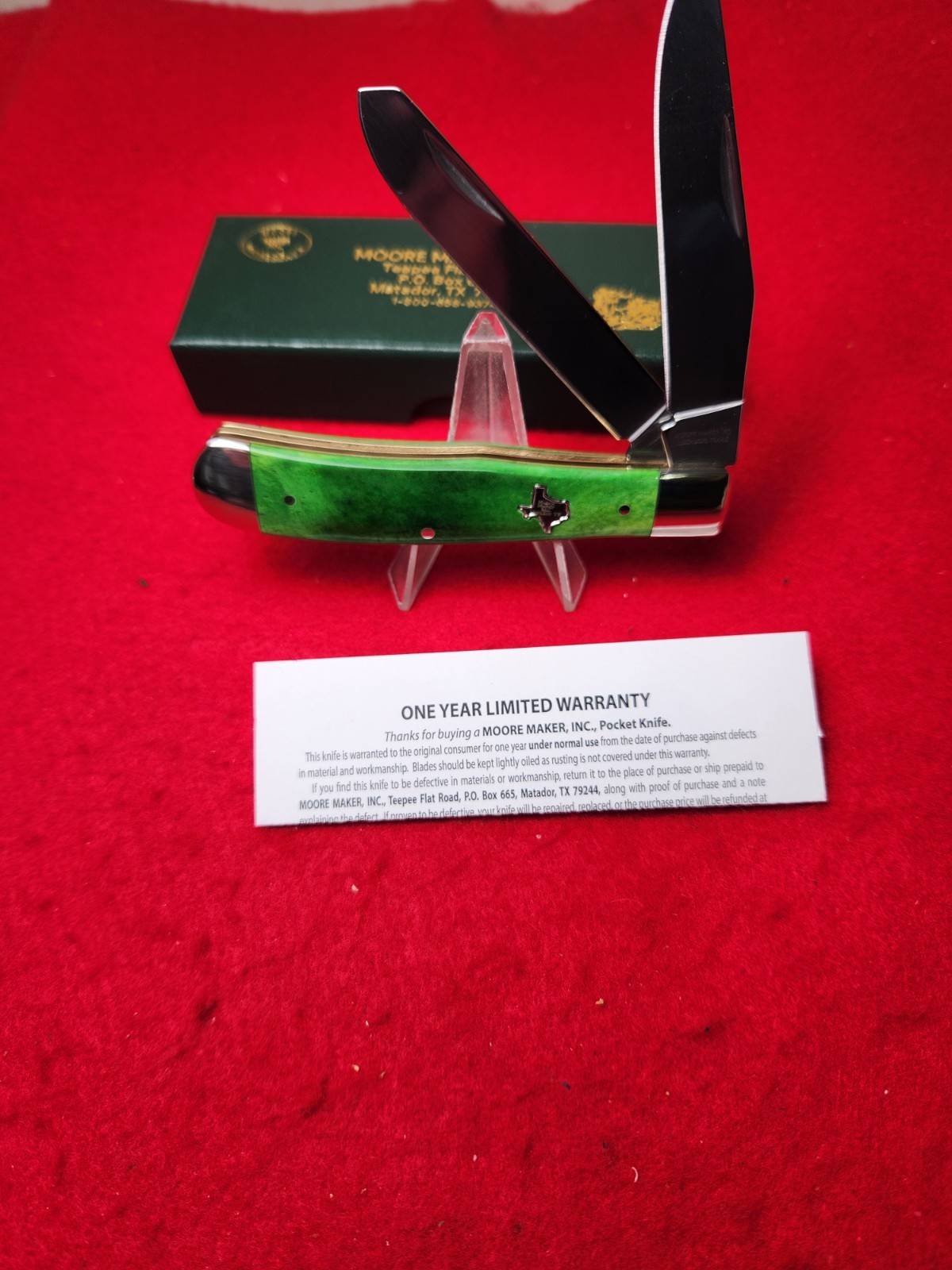 NEW Moore Maker By Boker Germany  5202G Trapper Knife GREEN Bone NIB