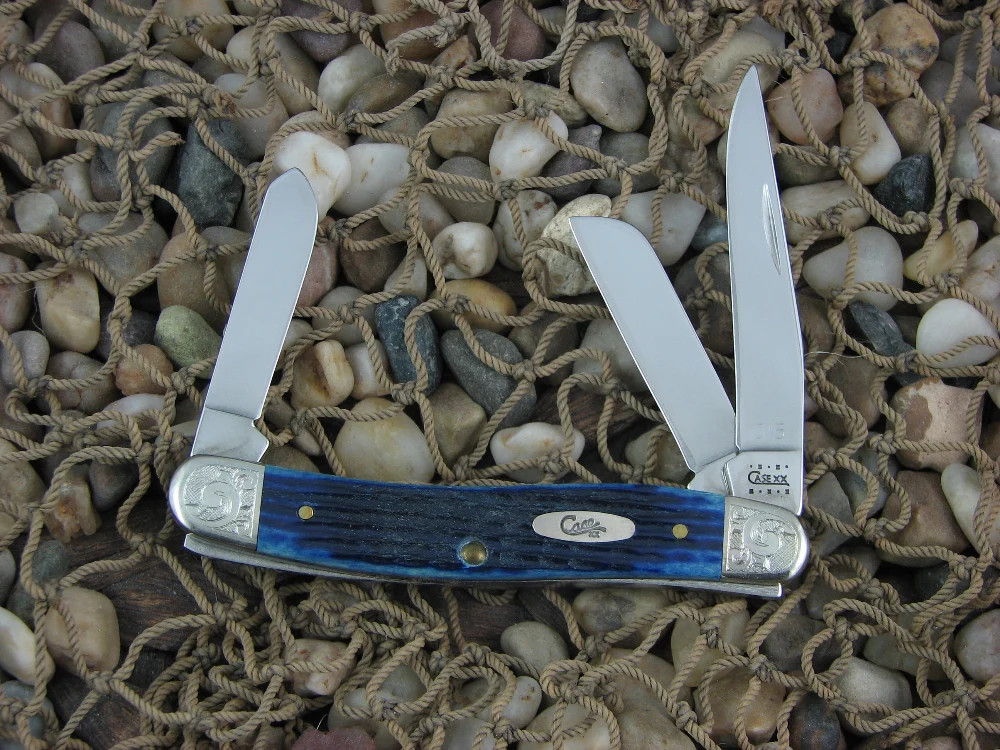 Case Cutlery 2000 Blue Jigged Bone Medium Stockman TruSharp Steel 6318