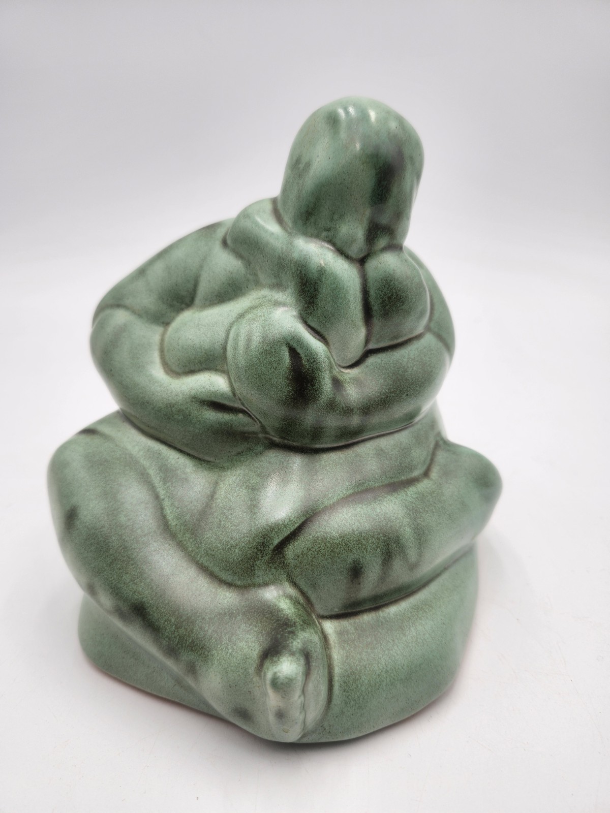 Shearwater Pottery Woman And Child Rare Spring Green Glaze Figurine Vintage 1997