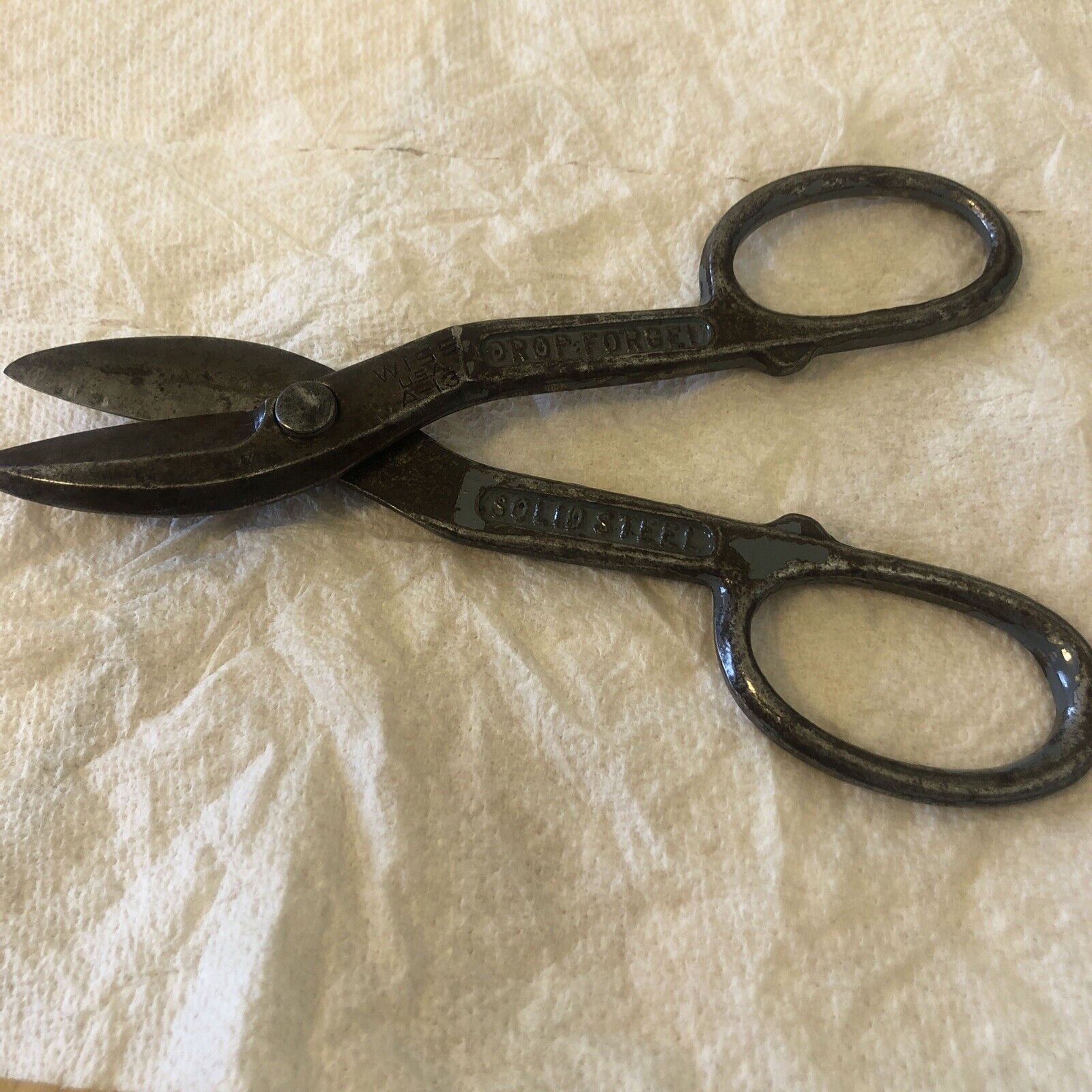 Vintage Wiss A-13 Tin Snips 8” Drop Forged Solid Steel Metal Shears Used Old