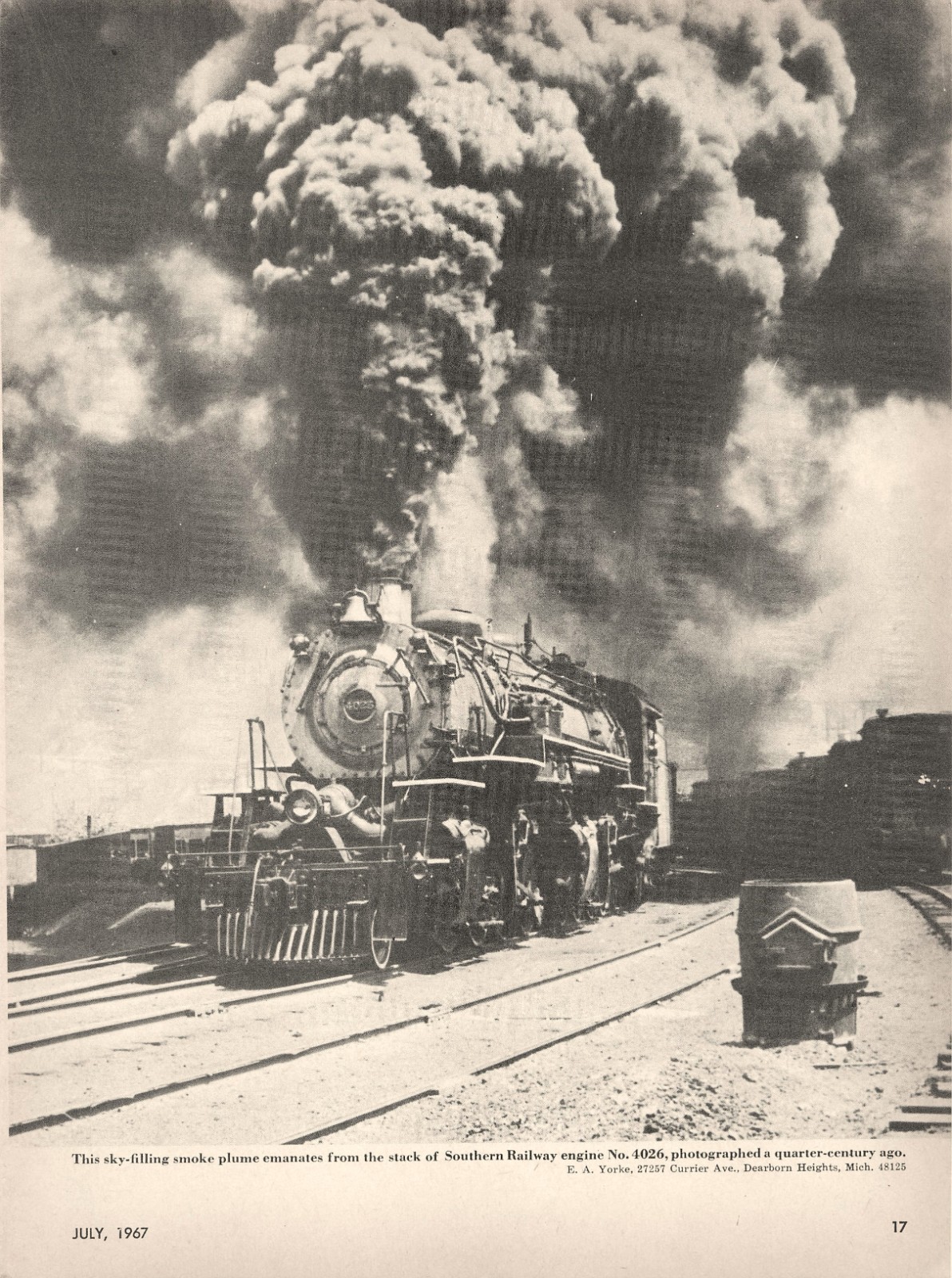 2-8-8-2 Locomotive #4026 Southern Railway Co Picturesque Stack Plume Mag Excerpt